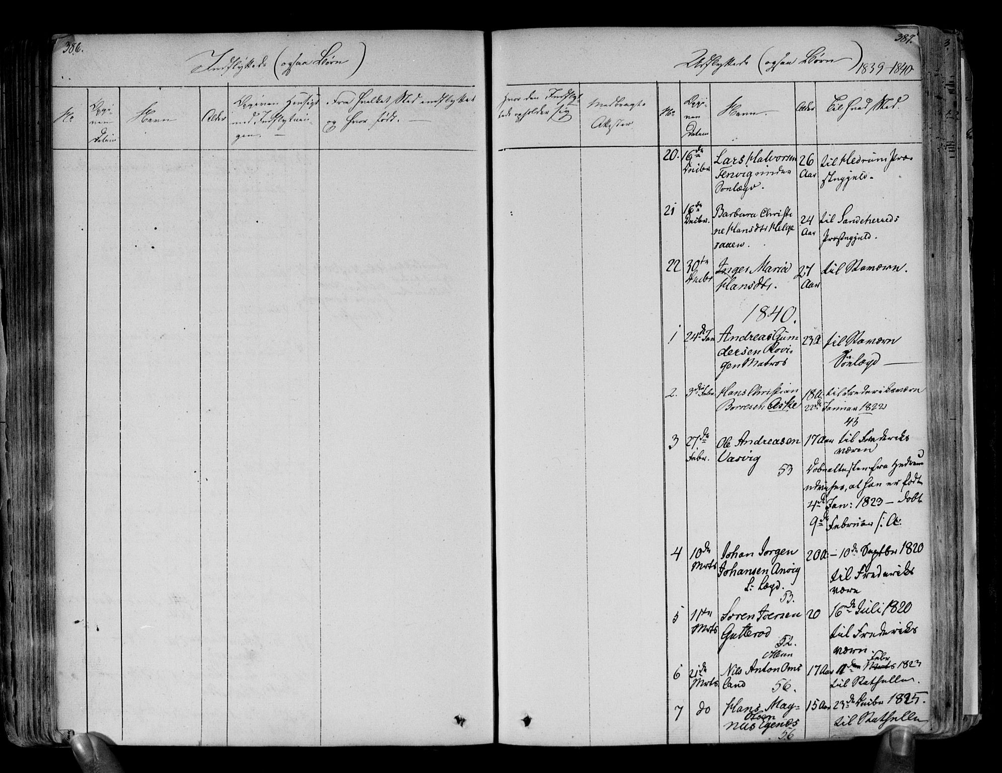 Brunlanes kirkebøker, AV/SAKO-A-342/F/Fa/L0003: Parish register (official) no. I 3, 1834-1845, p. 386-387