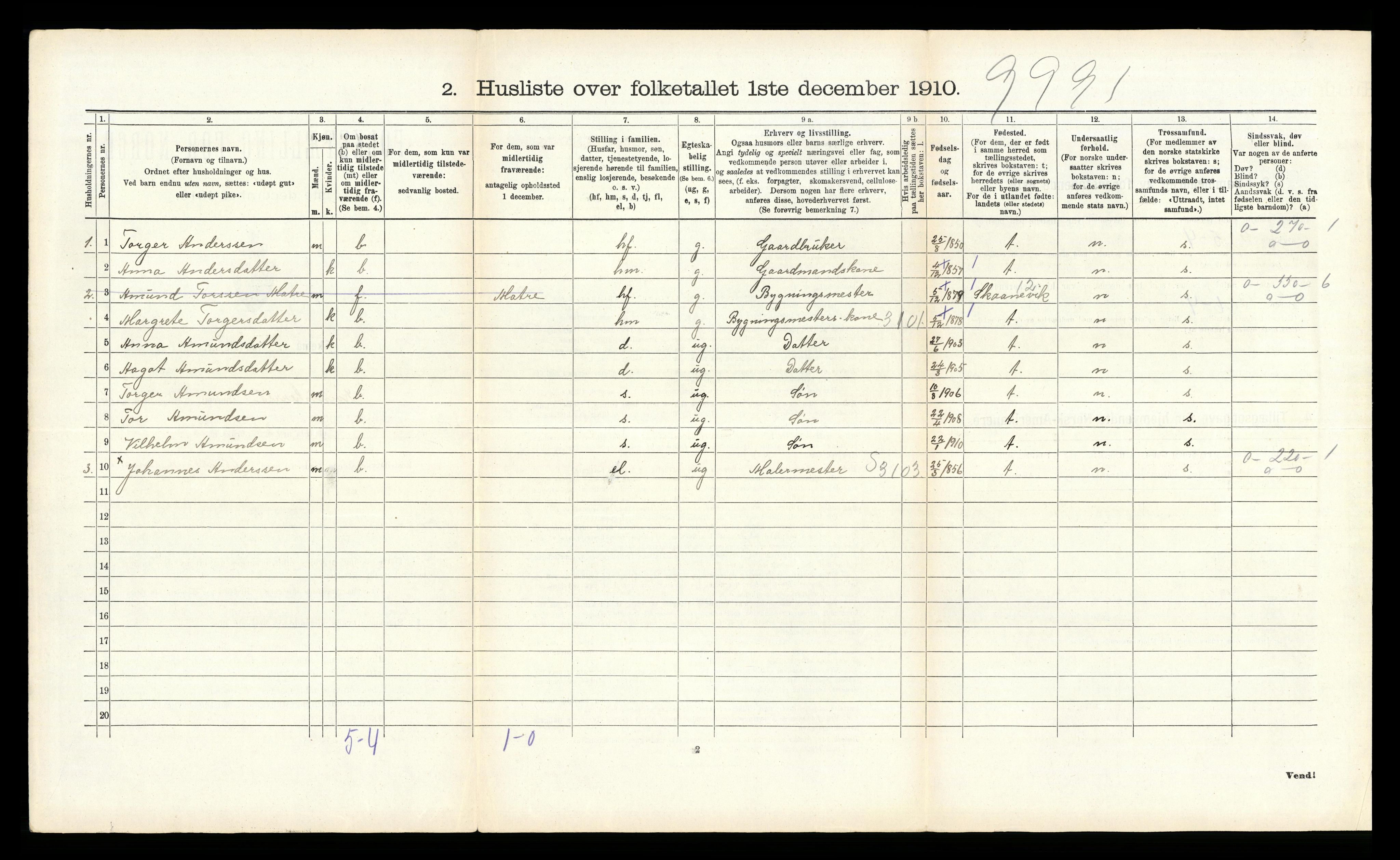 RA, 1910 census for Kvinnherad, 1910, p. 1356