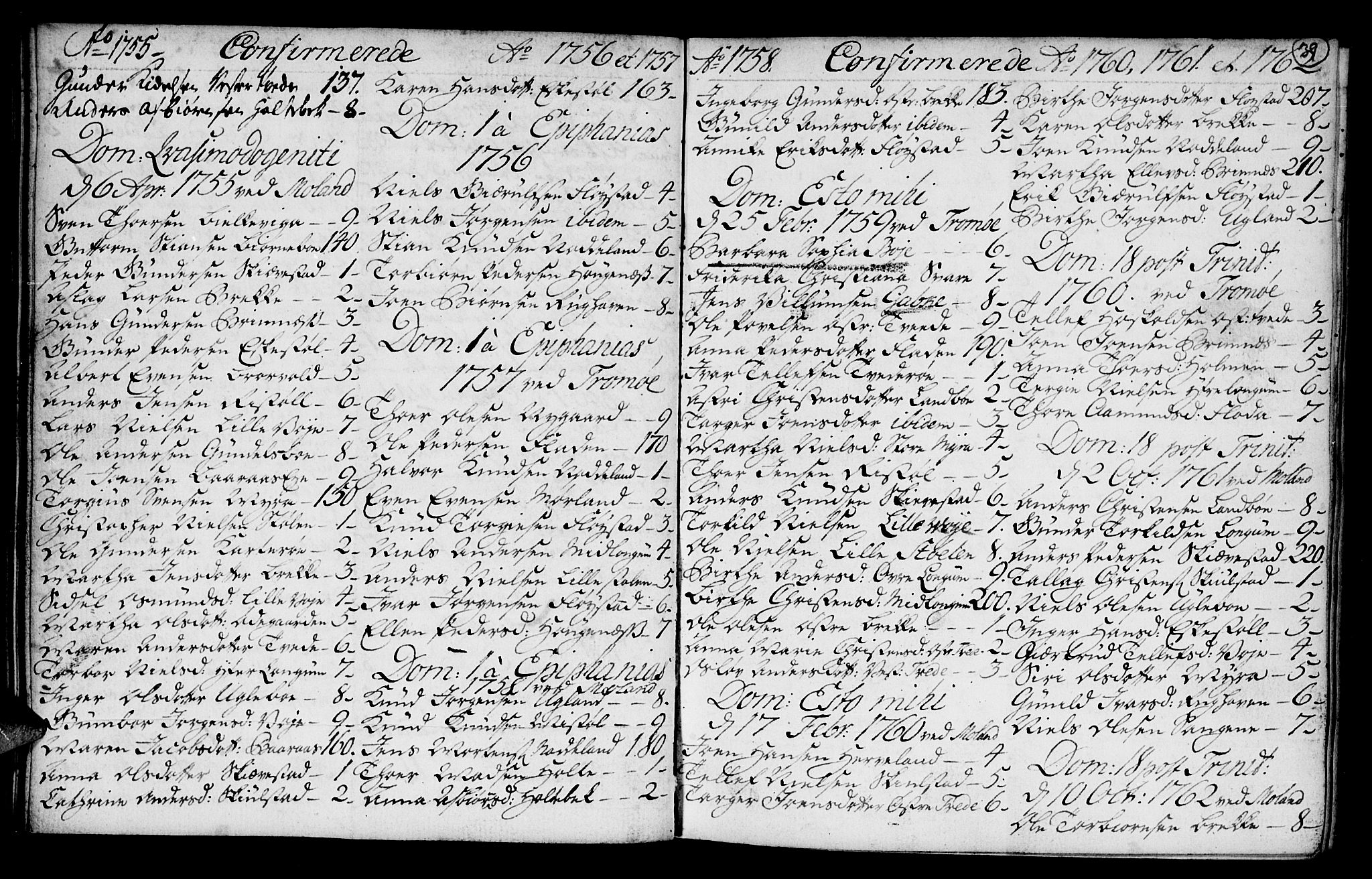 Austre Moland sokneprestkontor, AV/SAK-1111-0001/F/Fa/Faa/L0001: Parish register (official) no. A 1, 1747-1764, p. 39