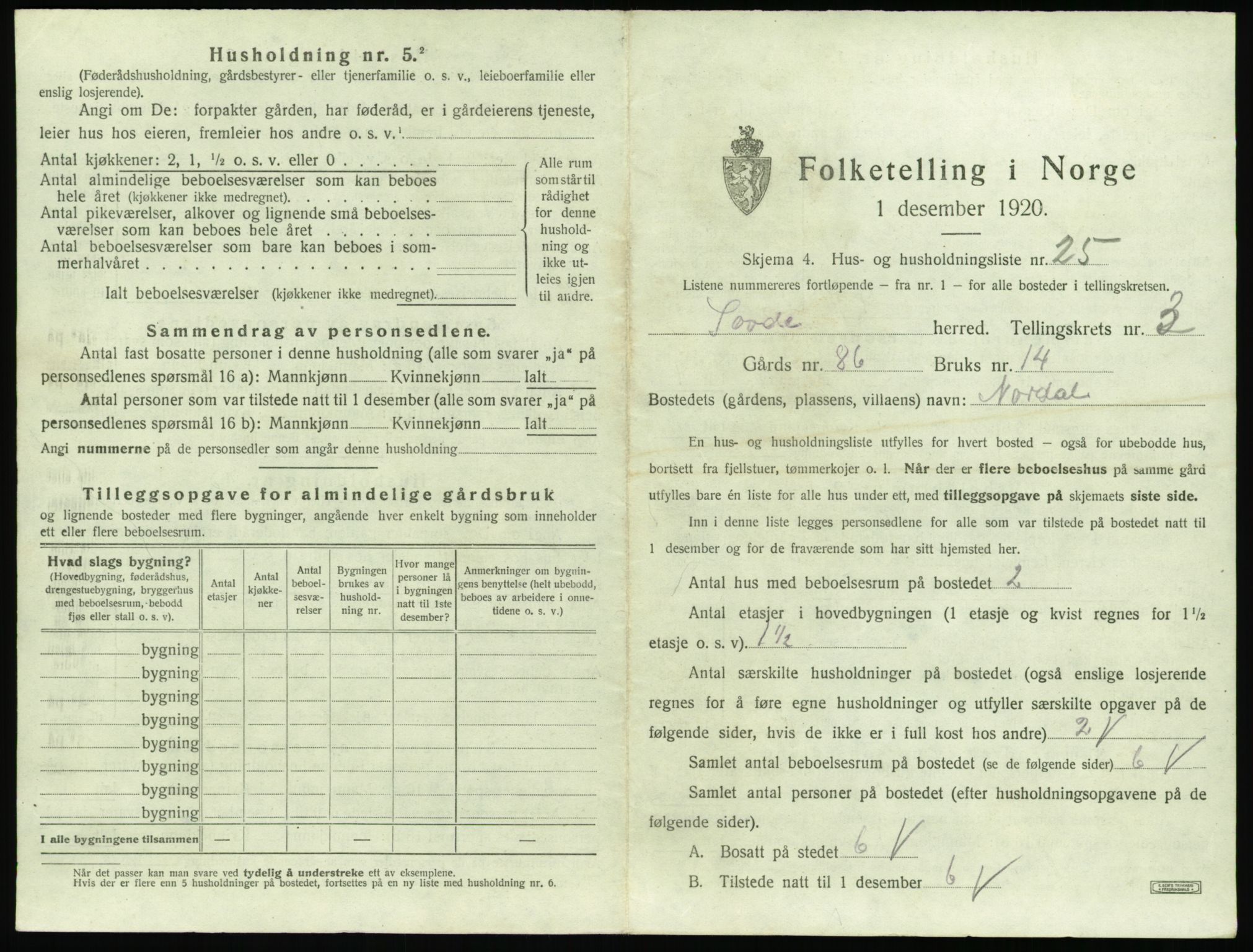 SAT, 1920 census for Syvde, 1920, p. 176