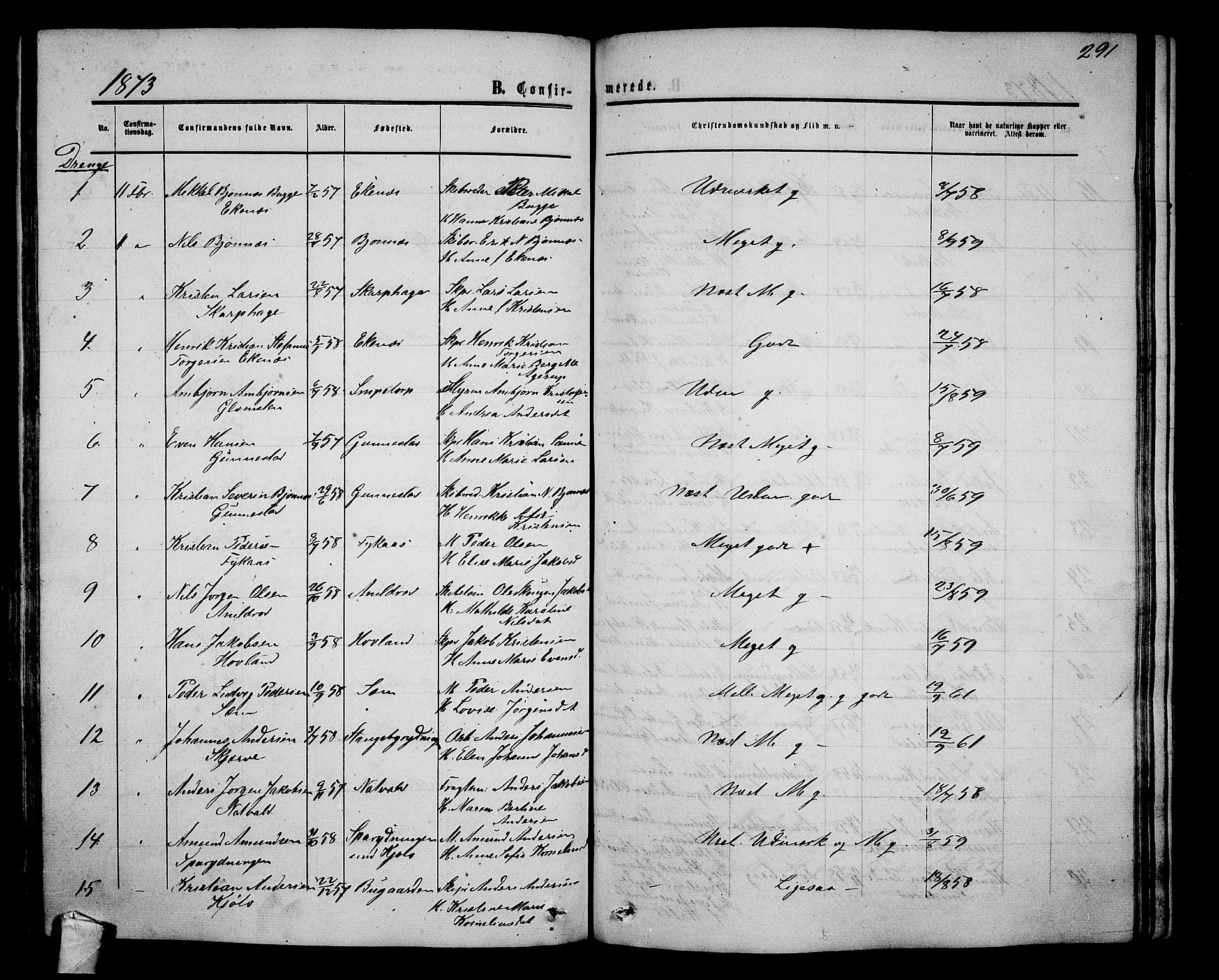 Nøtterøy kirkebøker, AV/SAKO-A-354/G/Ga/L0002: Parish register (copy) no. I 2, 1860-1877, p. 291