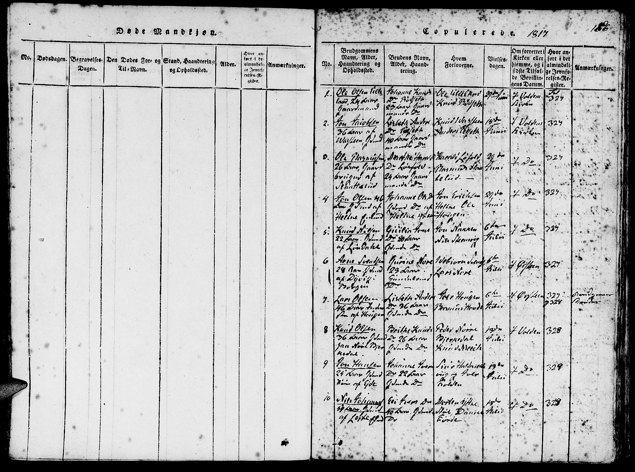 Ministerialprotokoller, klokkerbøker og fødselsregistre - Møre og Romsdal, SAT/A-1454/511/L0138: Parish register (official) no. 511A05, 1817-1832, p. 186