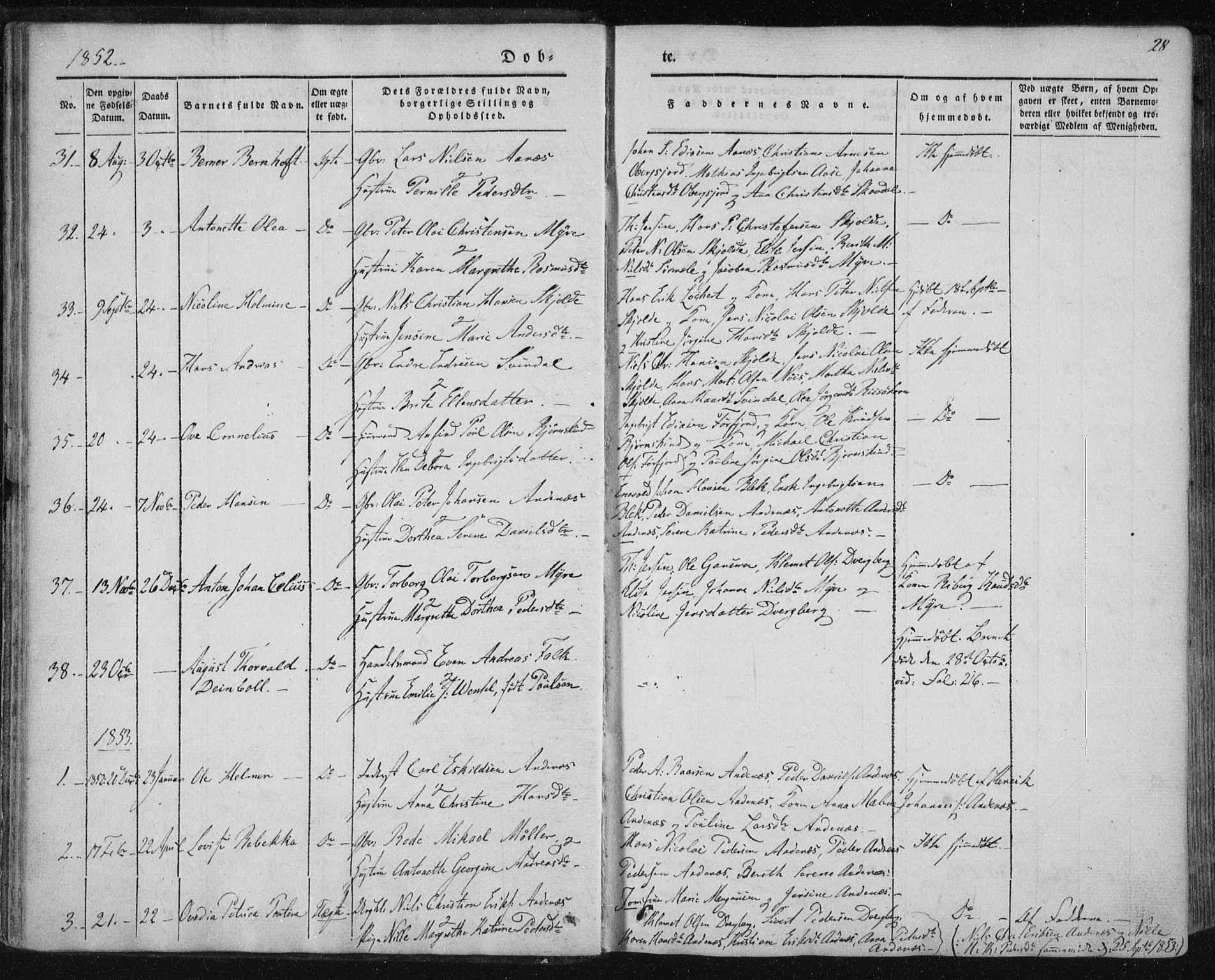 Ministerialprotokoller, klokkerbøker og fødselsregistre - Nordland, SAT/A-1459/897/L1396: Parish register (official) no. 897A04, 1842-1866, p. 28