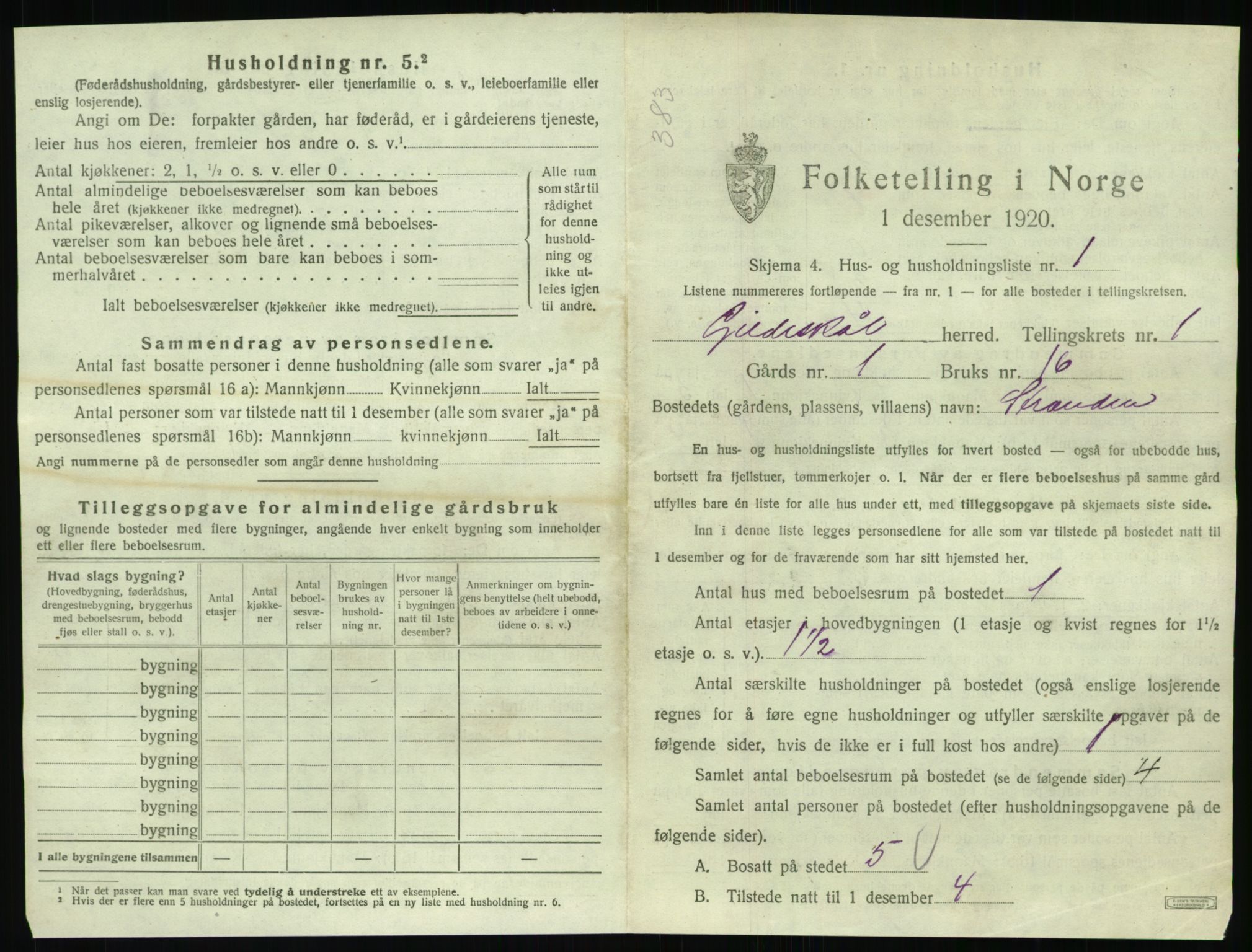 SAT, 1920 census for Gildeskål, 1920, p. 62