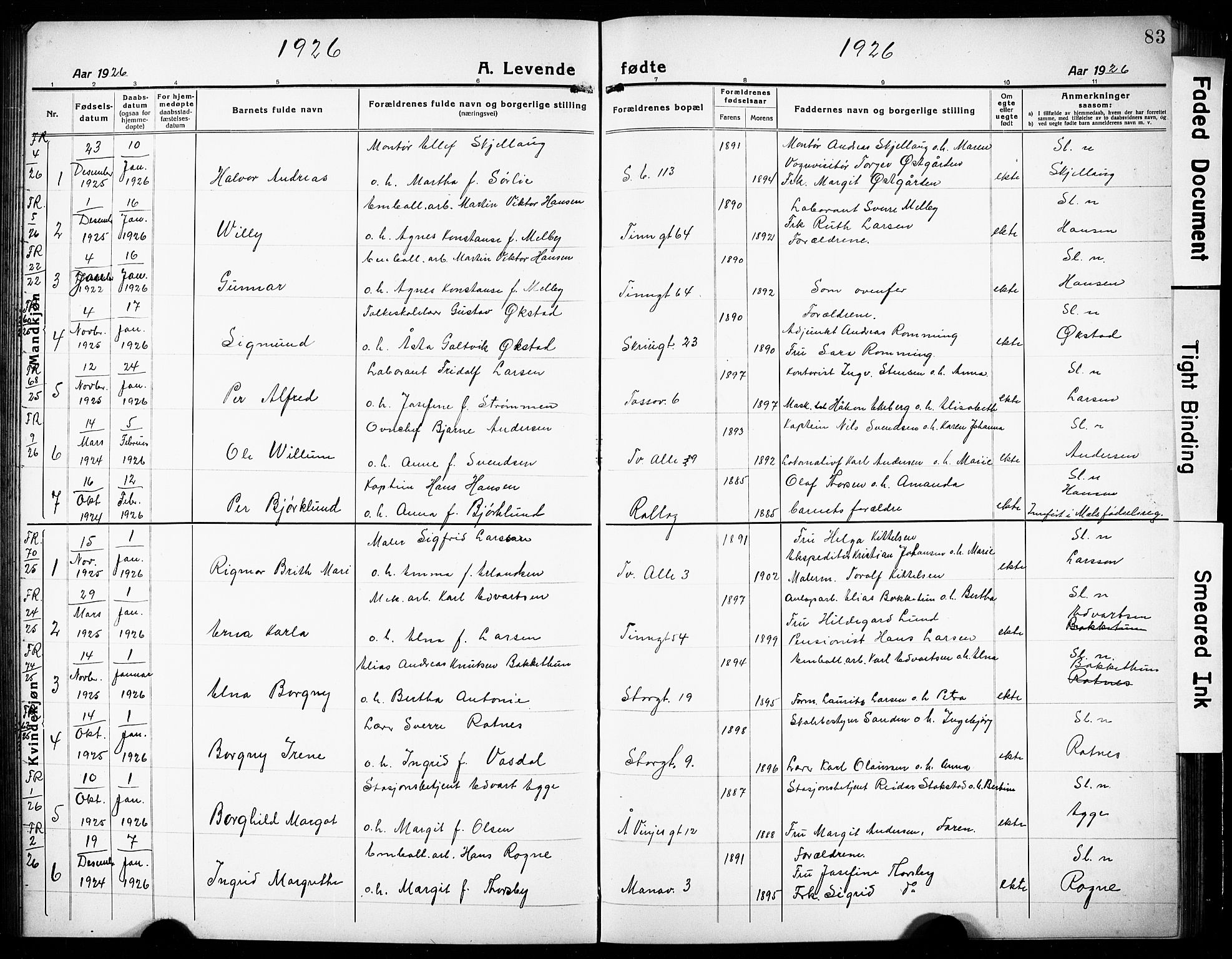 Rjukan kirkebøker, SAKO/A-294/G/Ga/L0003: Parish register (copy) no. 3, 1920-1928, p. 83