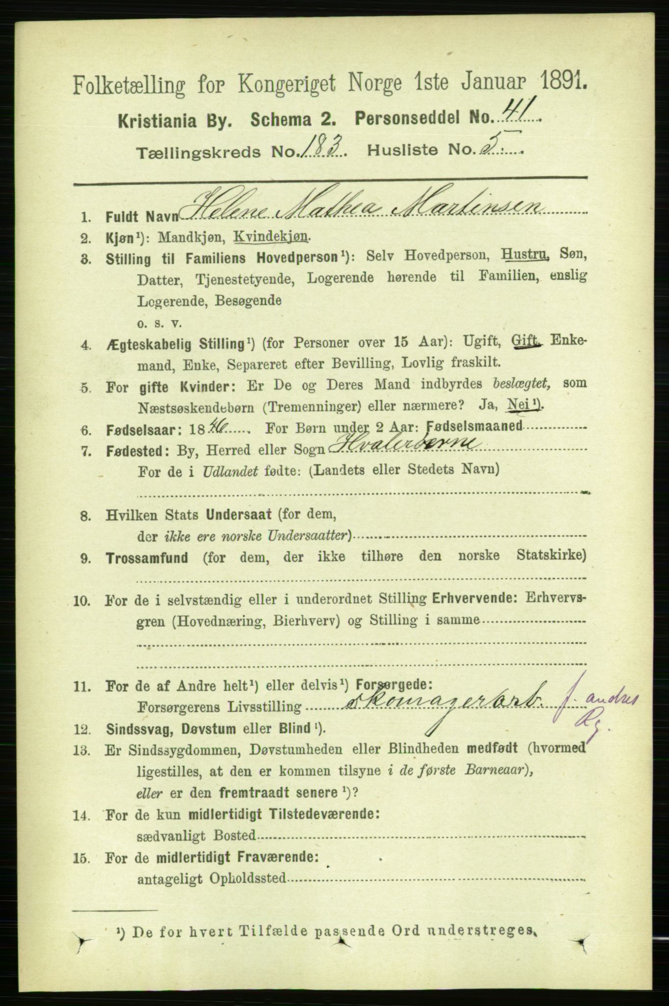 RA, 1891 census for 0301 Kristiania, 1891, p. 109454