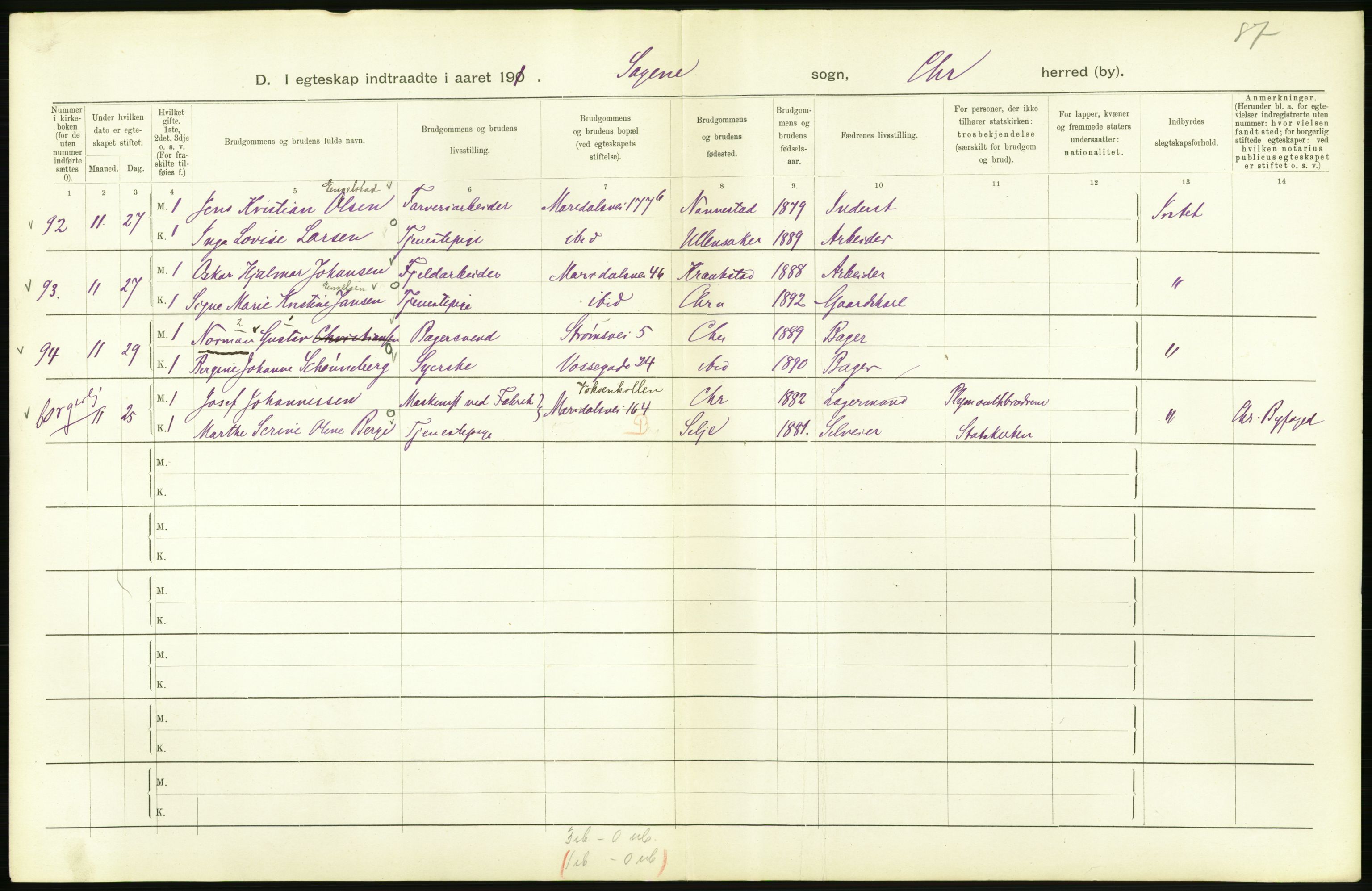 Statistisk sentralbyrå, Sosiodemografiske emner, Befolkning, AV/RA-S-2228/D/Df/Dfa/Dfah/L0009: Kristiania: Gifte og dødfødte., 1910, p. 642