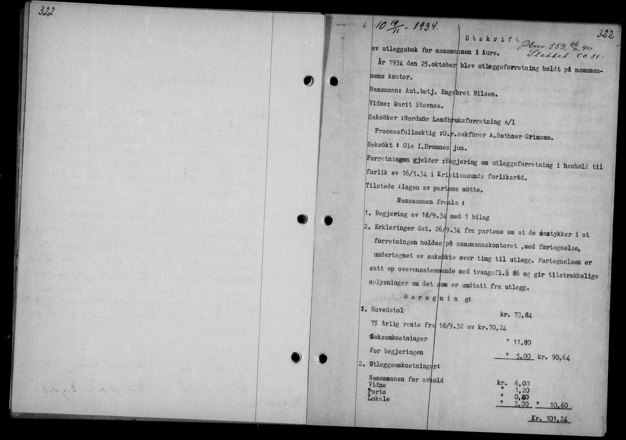 Nordmøre sorenskriveri, AV/SAT-A-4132/1/2/2Ca/L0082: Mortgage book no. 72, 1934-1934, Deed date: 19.11.1934