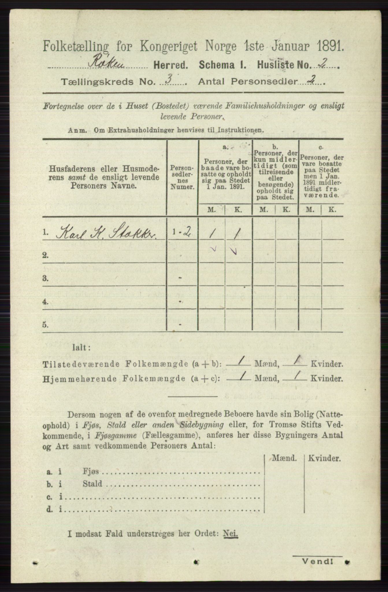 RA, 1891 census for 0627 Røyken, 1891, p. 1110