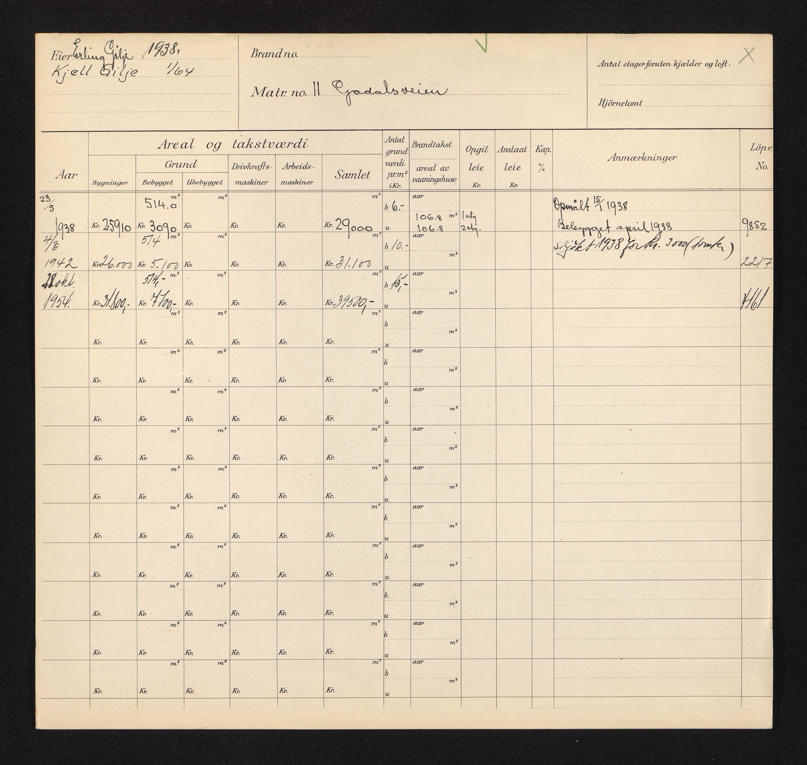 Stavanger kommune. Skattetakstvesenet, BYST/A-0440/F/Fa/Faa/L0015/0004: Skattetakstkort / Godalsveien 1 - 16