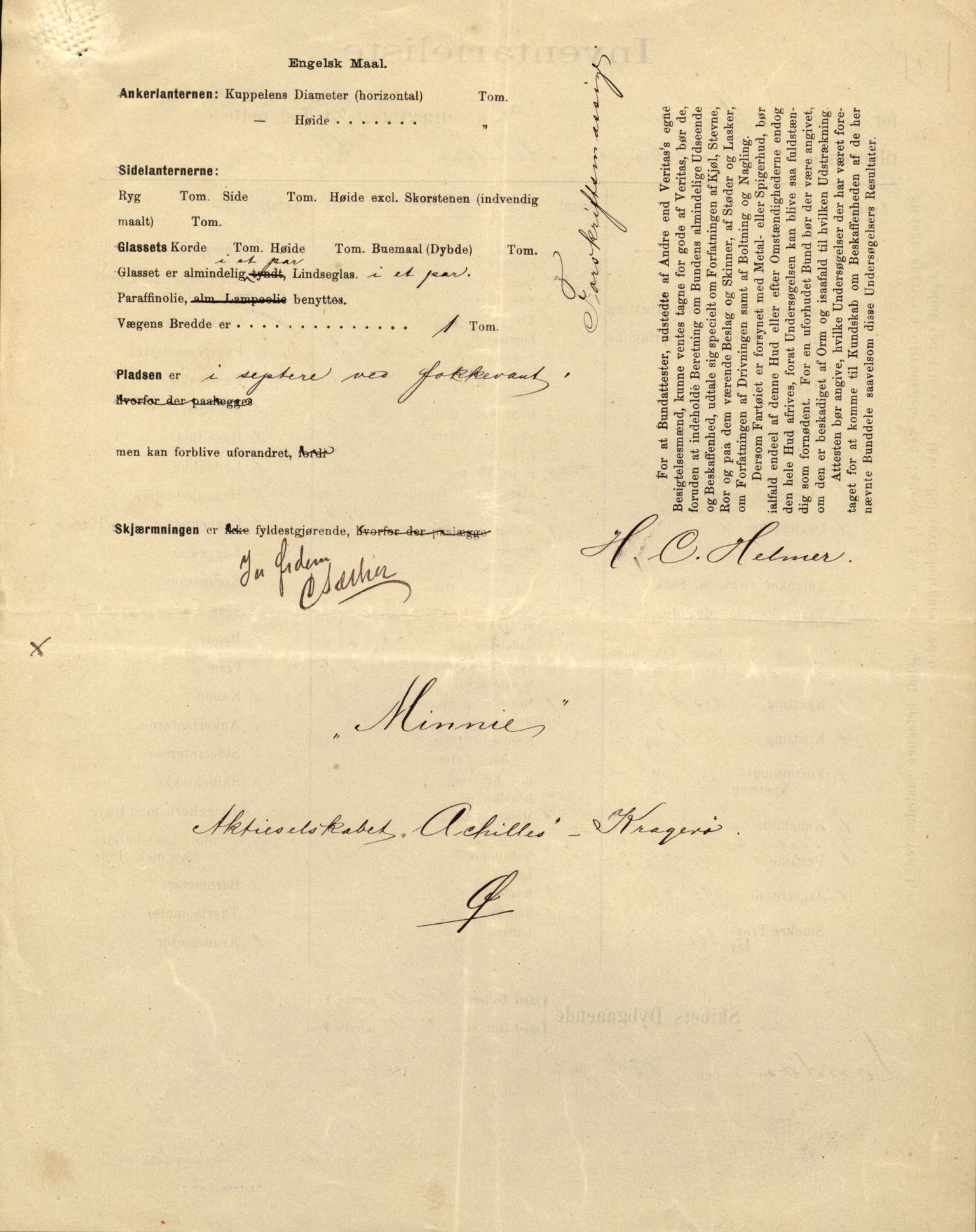 Pa 63 - Østlandske skibsassuranceforening, VEMU/A-1079/G/Ga/L0027/0008: Havaridokumenter / Minnie, Esmeralda, Emil, Emmeline, 1891, p. 11