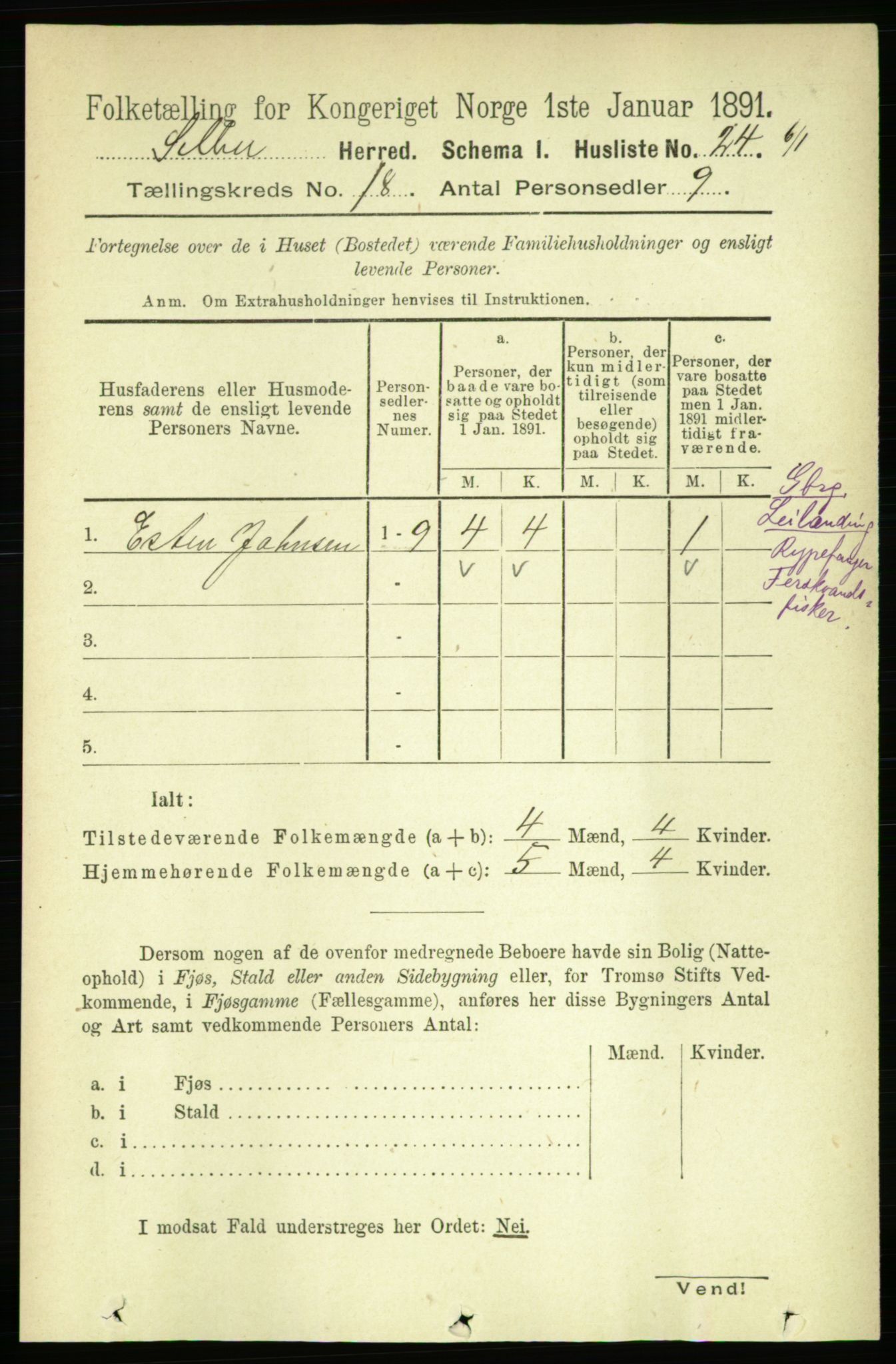 RA, 1891 census for 1664 Selbu, 1891, p. 6457