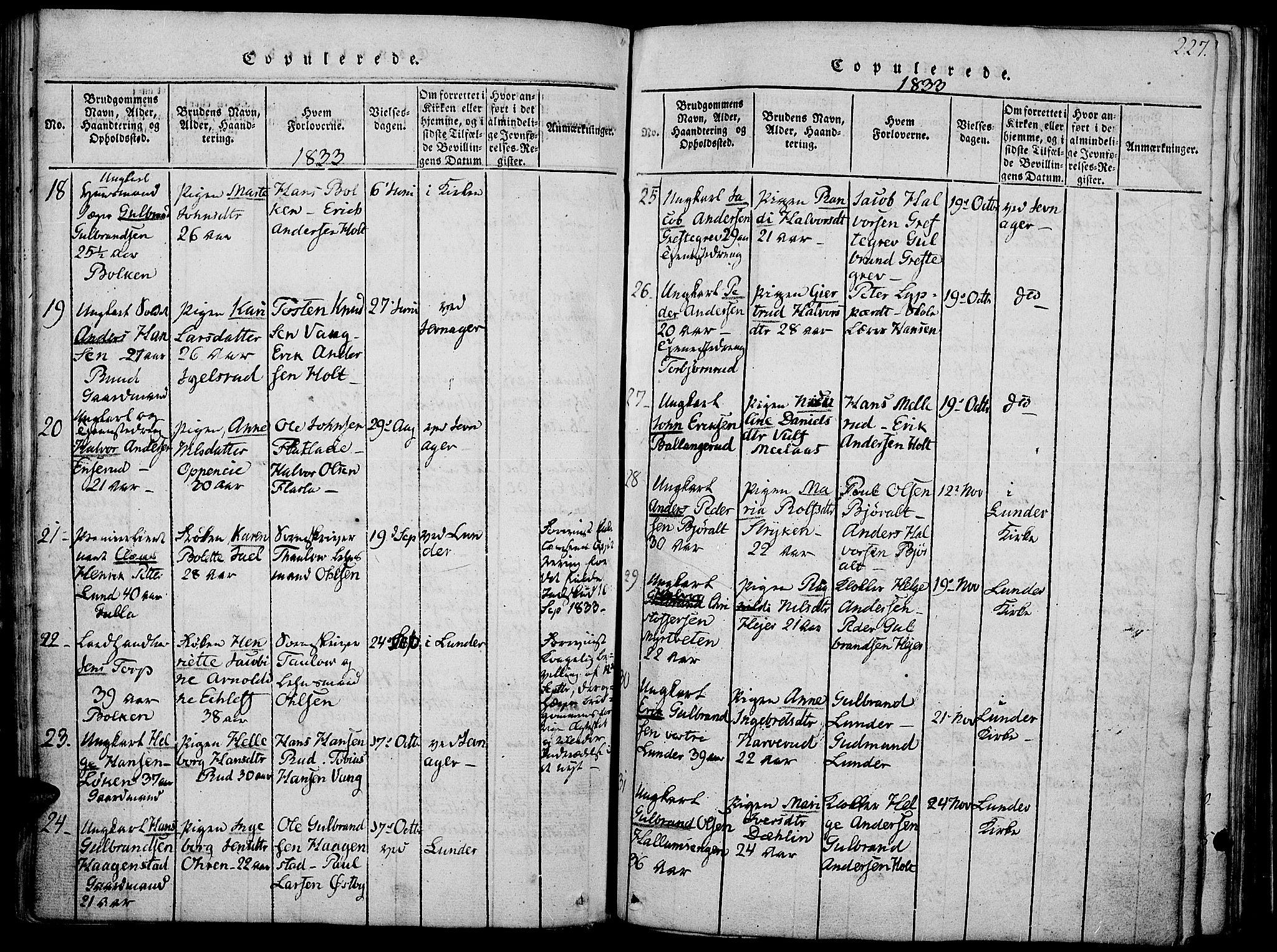 Jevnaker prestekontor, SAH/PREST-116/H/Ha/Haa/L0005: Parish register (official) no. 5, 1815-1837, p. 227