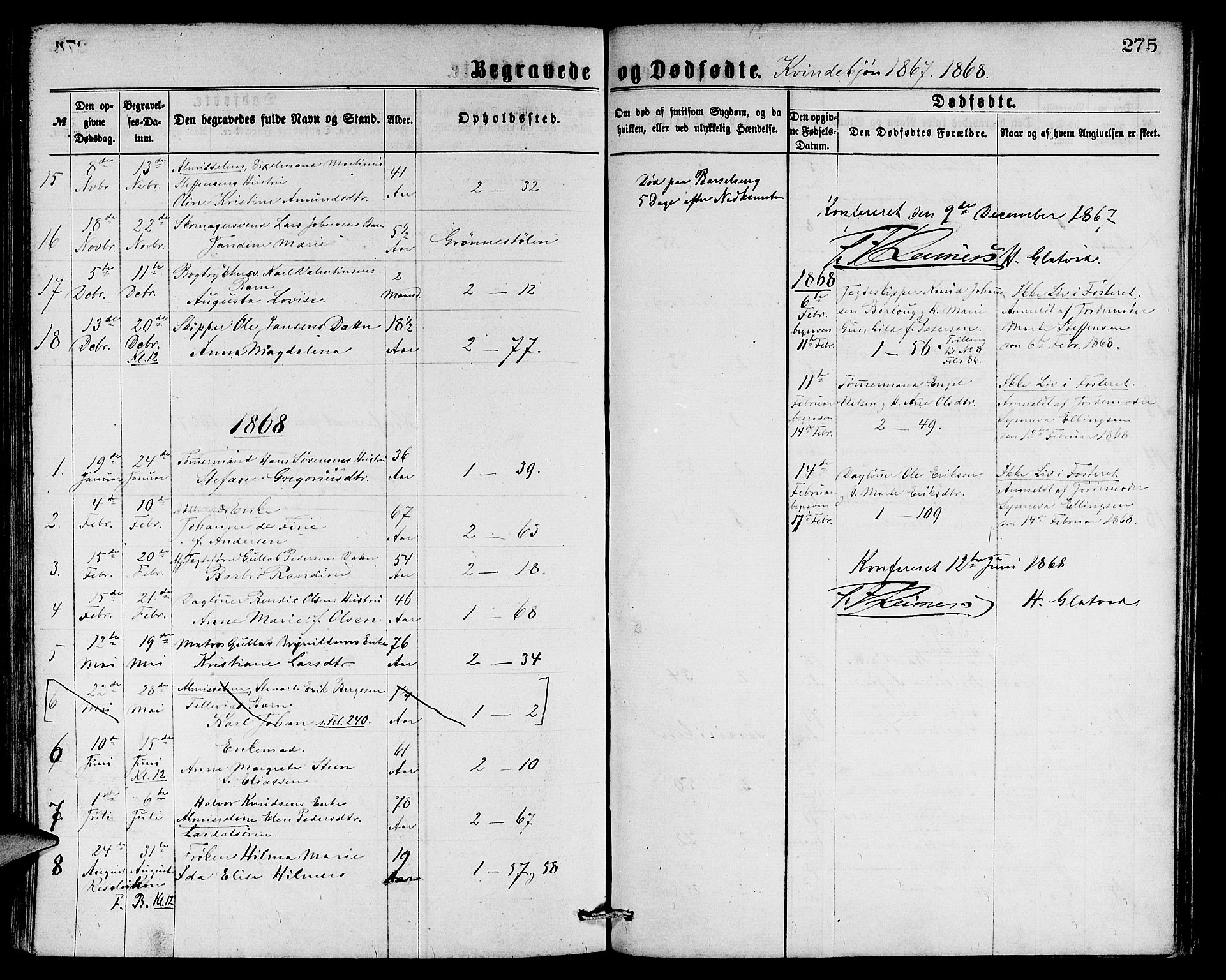 Sandviken Sokneprestembete, SAB/A-77601/H/Hb: Parish register (copy) no. A 1, 1867-1879, p. 275