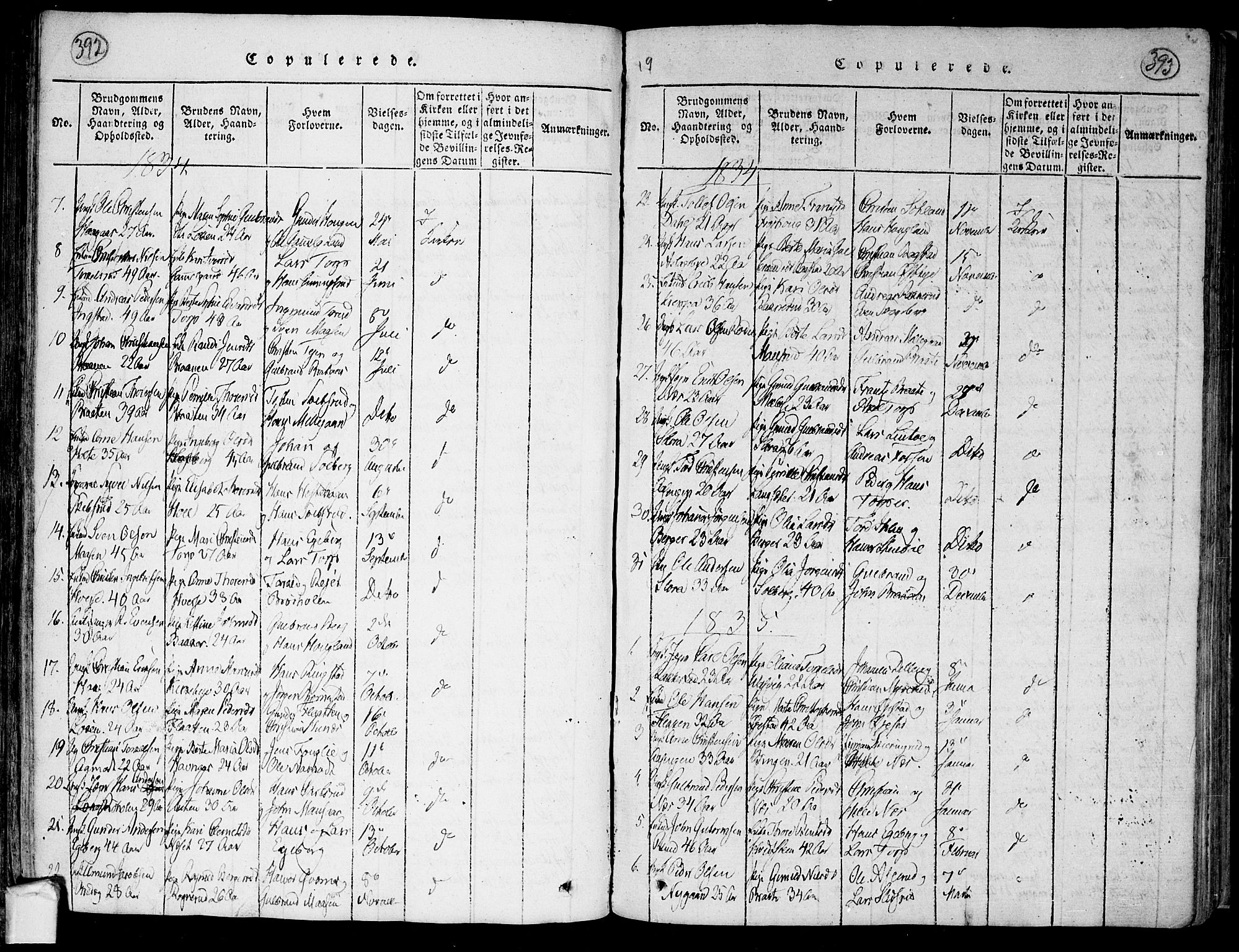 Trøgstad prestekontor Kirkebøker, SAO/A-10925/F/Fa/L0006: Parish register (official) no. I 6, 1815-1844, p. 392-393