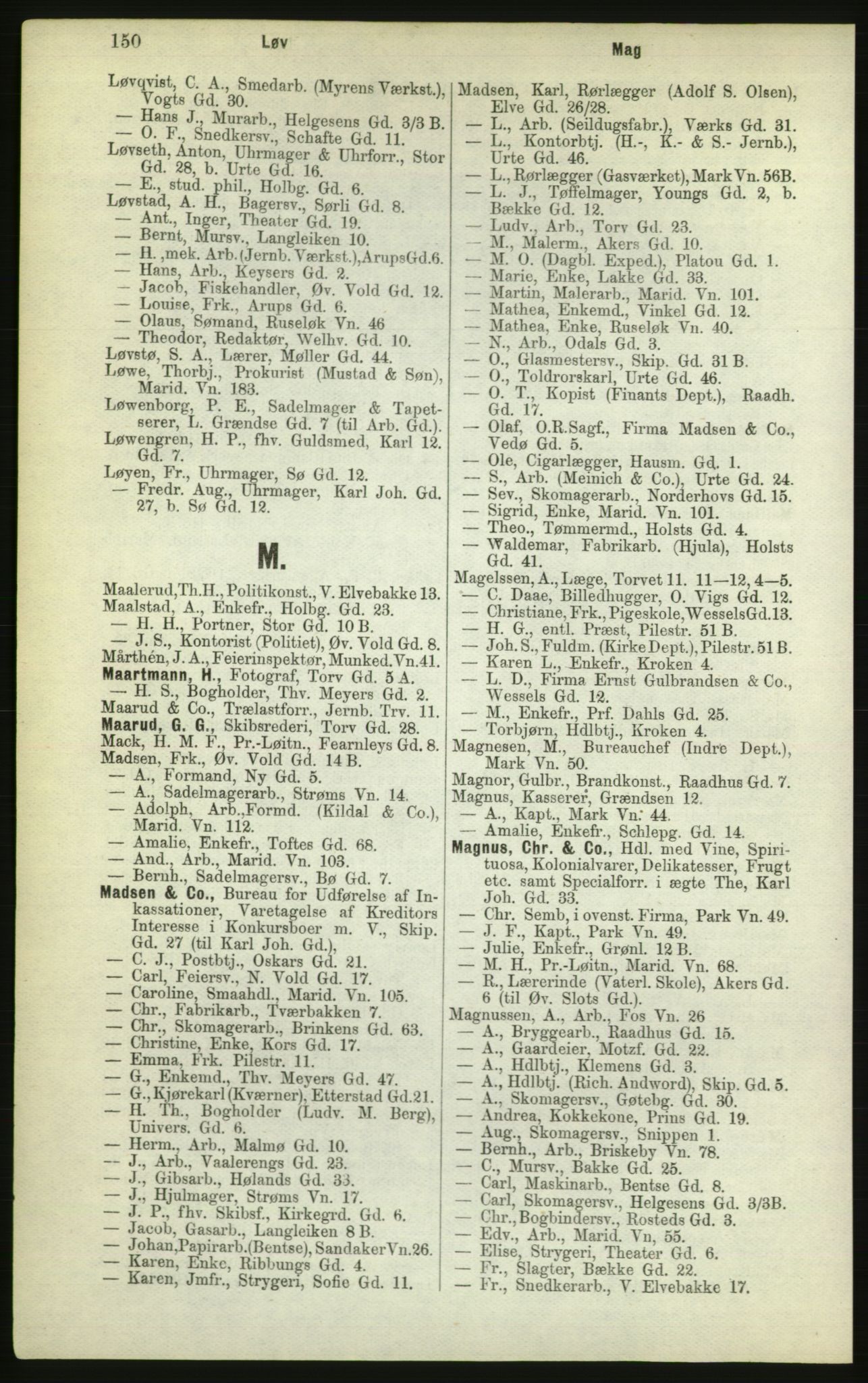 Kristiania/Oslo adressebok, PUBL/-, 1882, p. 150