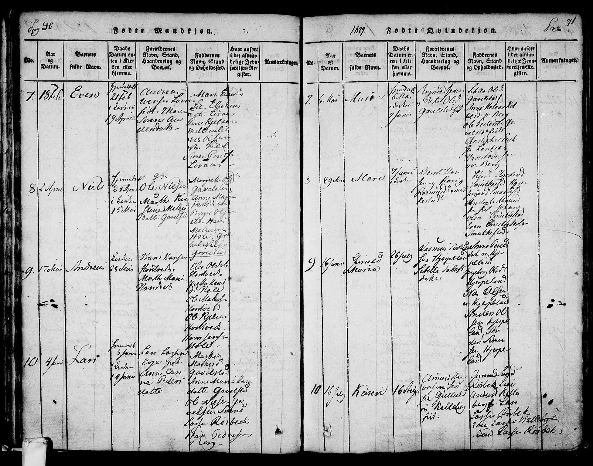 Lardal kirkebøker, AV/SAKO-A-350/F/Fa/L0005: Parish register (official) no. I 5, 1814-1835, p. 90-91