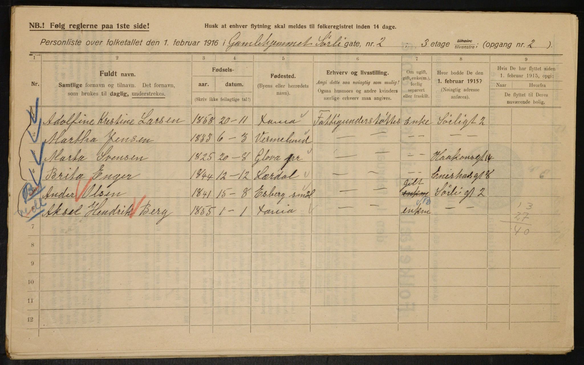 OBA, Municipal Census 1916 for Kristiania, 1916, p. 109412