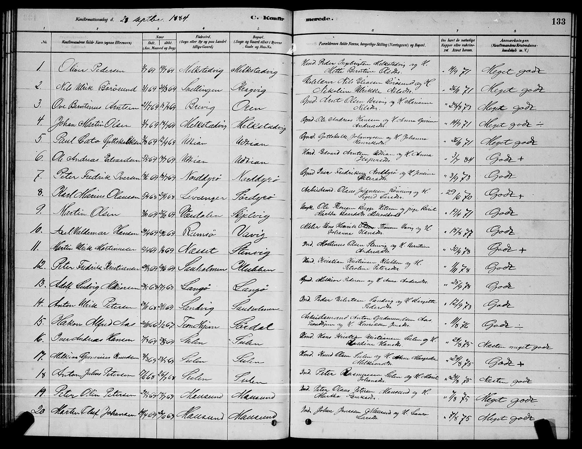 Ministerialprotokoller, klokkerbøker og fødselsregistre - Sør-Trøndelag, AV/SAT-A-1456/640/L0585: Parish register (copy) no. 640C03, 1878-1891, p. 133