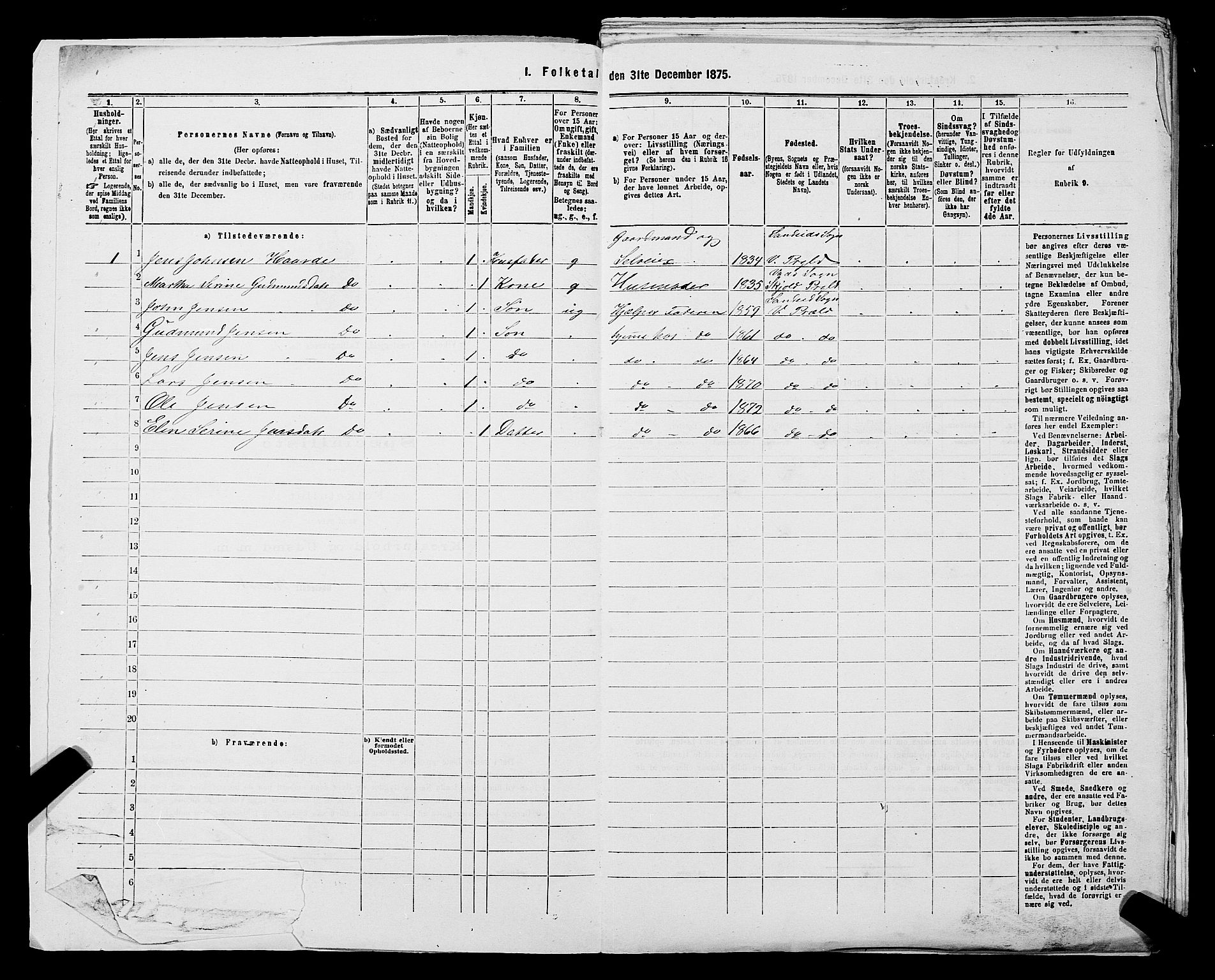 SAST, 1875 census for 1157P Vikedal, 1875, p. 69