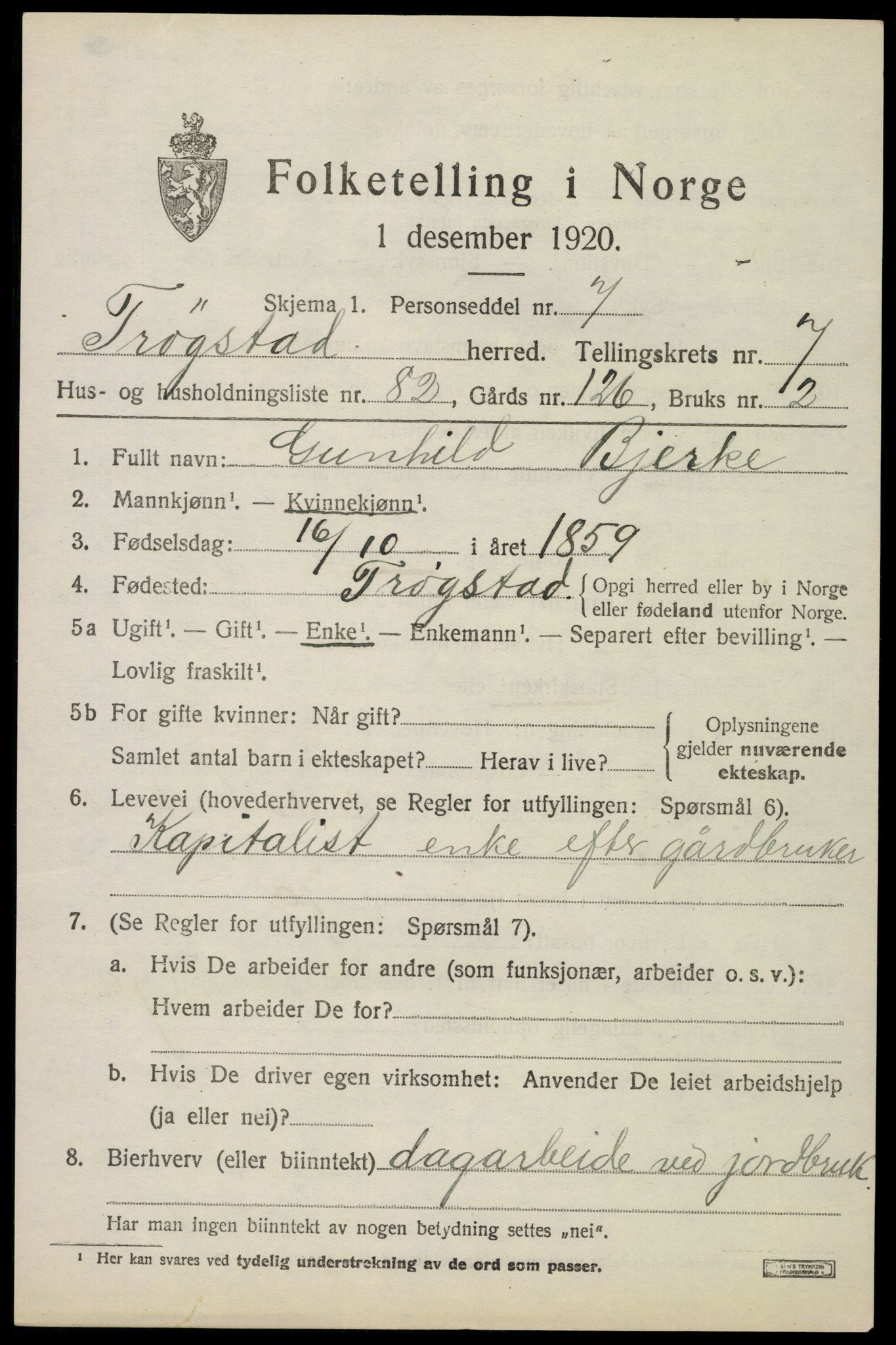 SAO, 1920 census for Trøgstad, 1920, p. 8424