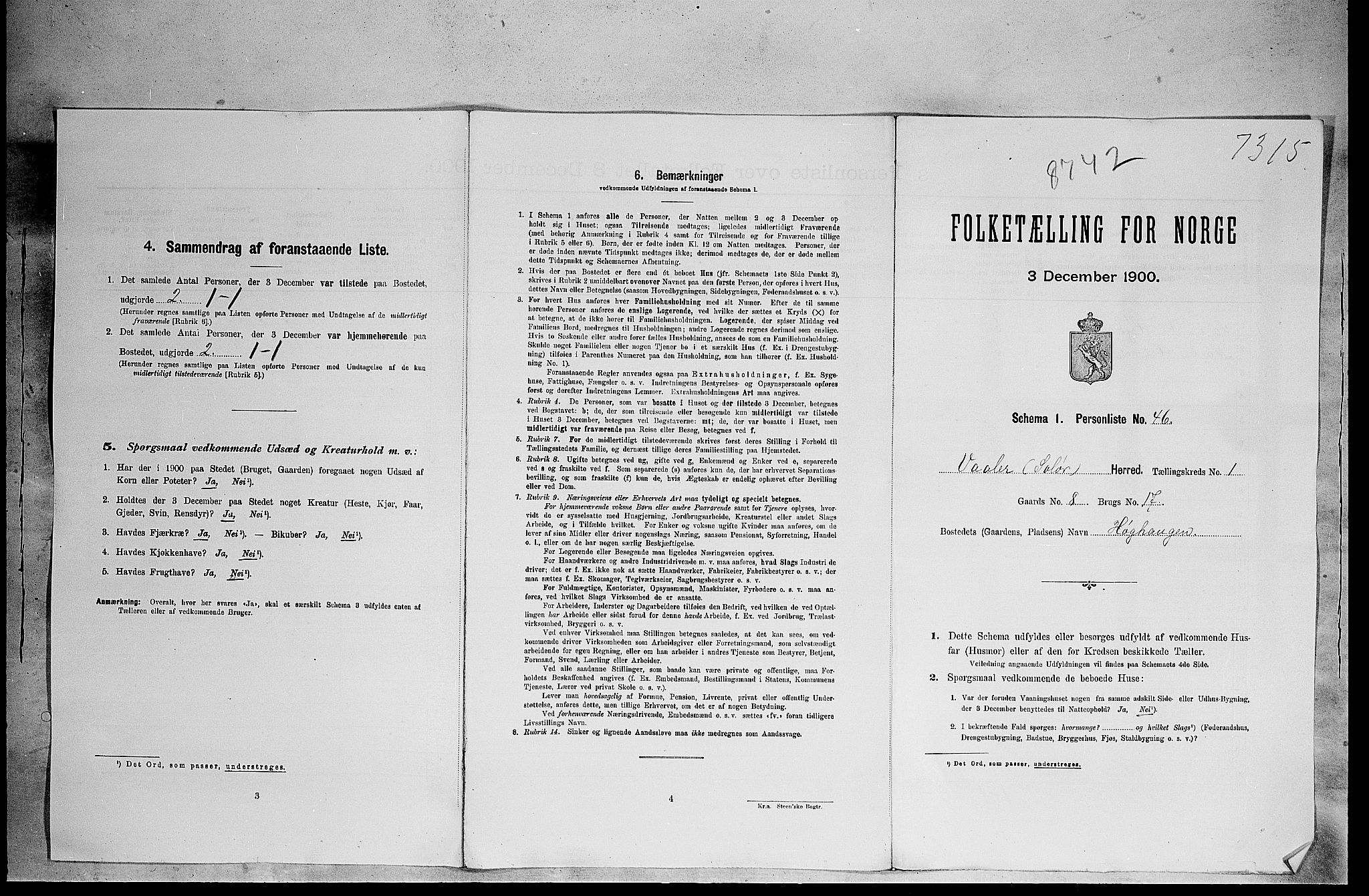 SAH, 1900 census for Våler, 1900, p. 47