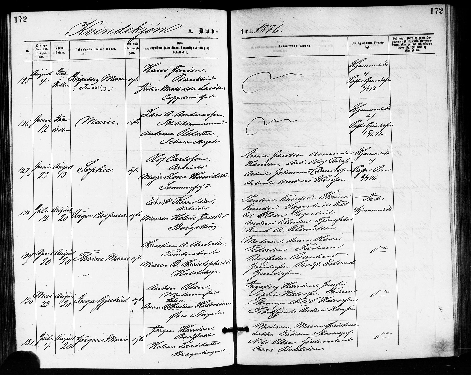 Bragernes kirkebøker, SAKO/A-6/F/Fb/L0005: Parish register (official) no. II 5, 1875-1877, p. 172