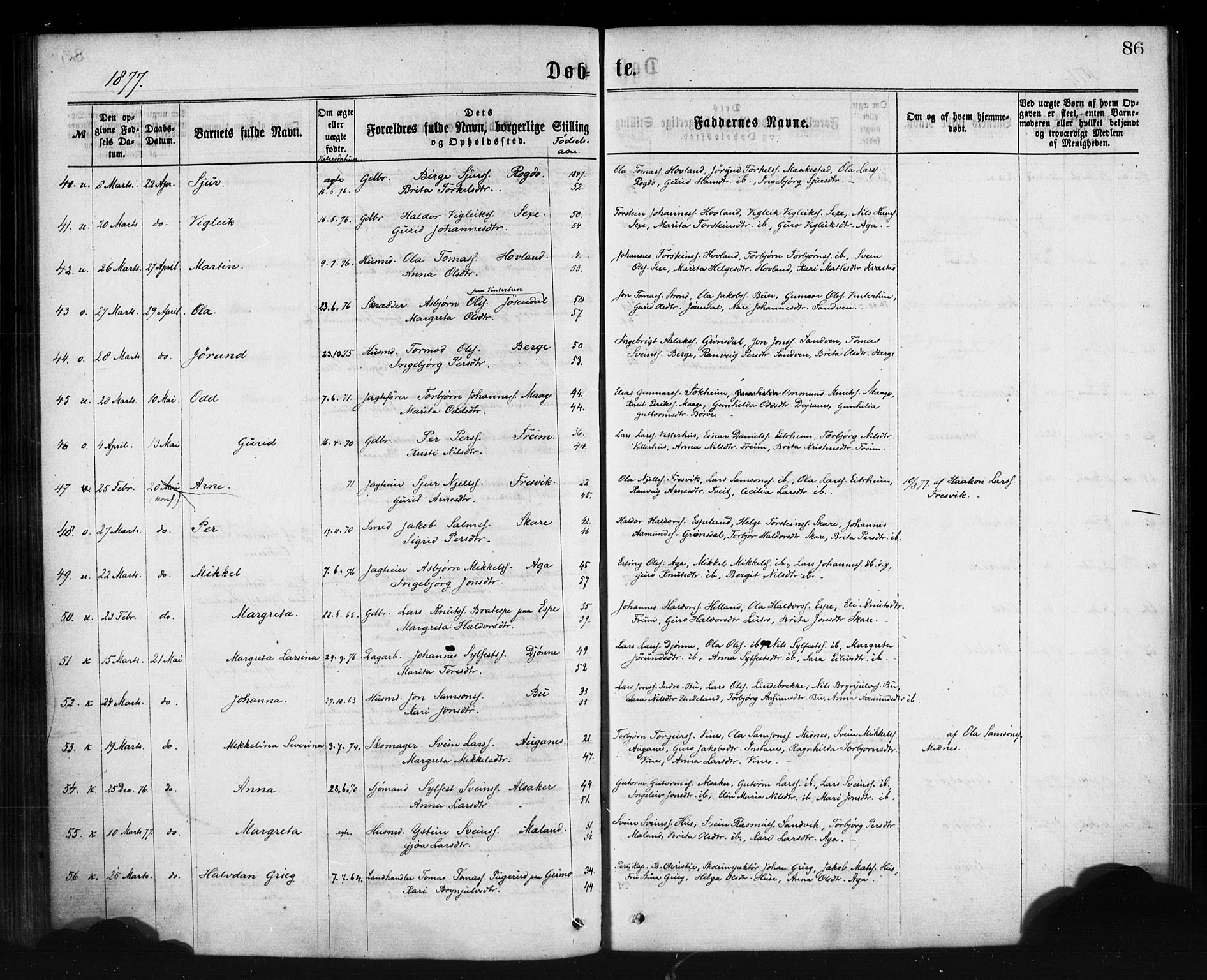 Ullensvang sokneprestembete, AV/SAB-A-78701/H/Haa: Parish register (official) no. A 12, 1867-1881, p. 86