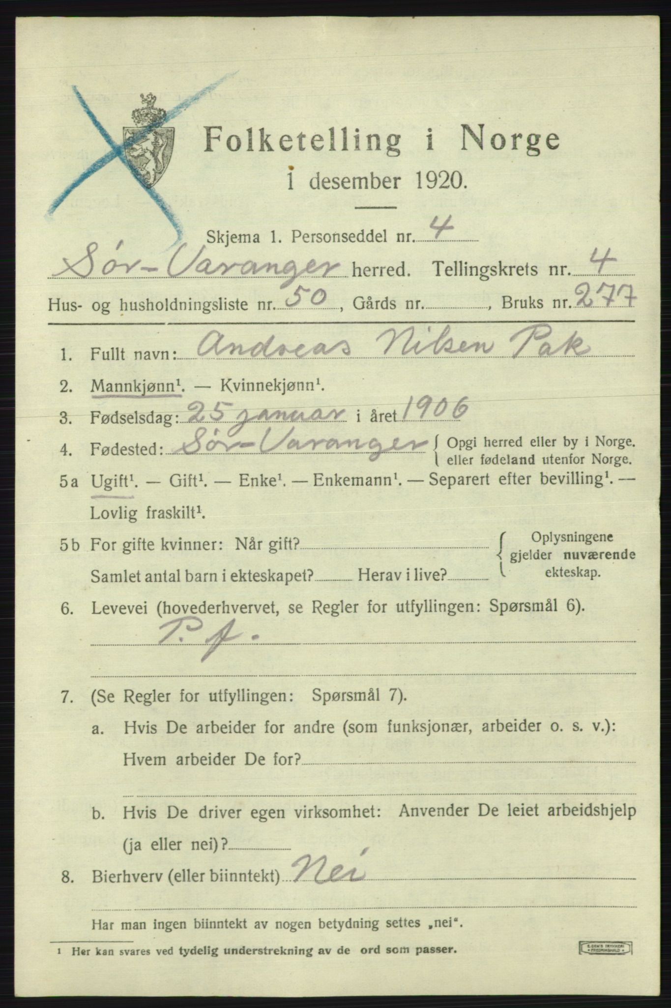 SATØ, 1920 census for Sør-Varanger, 1920, p. 3423