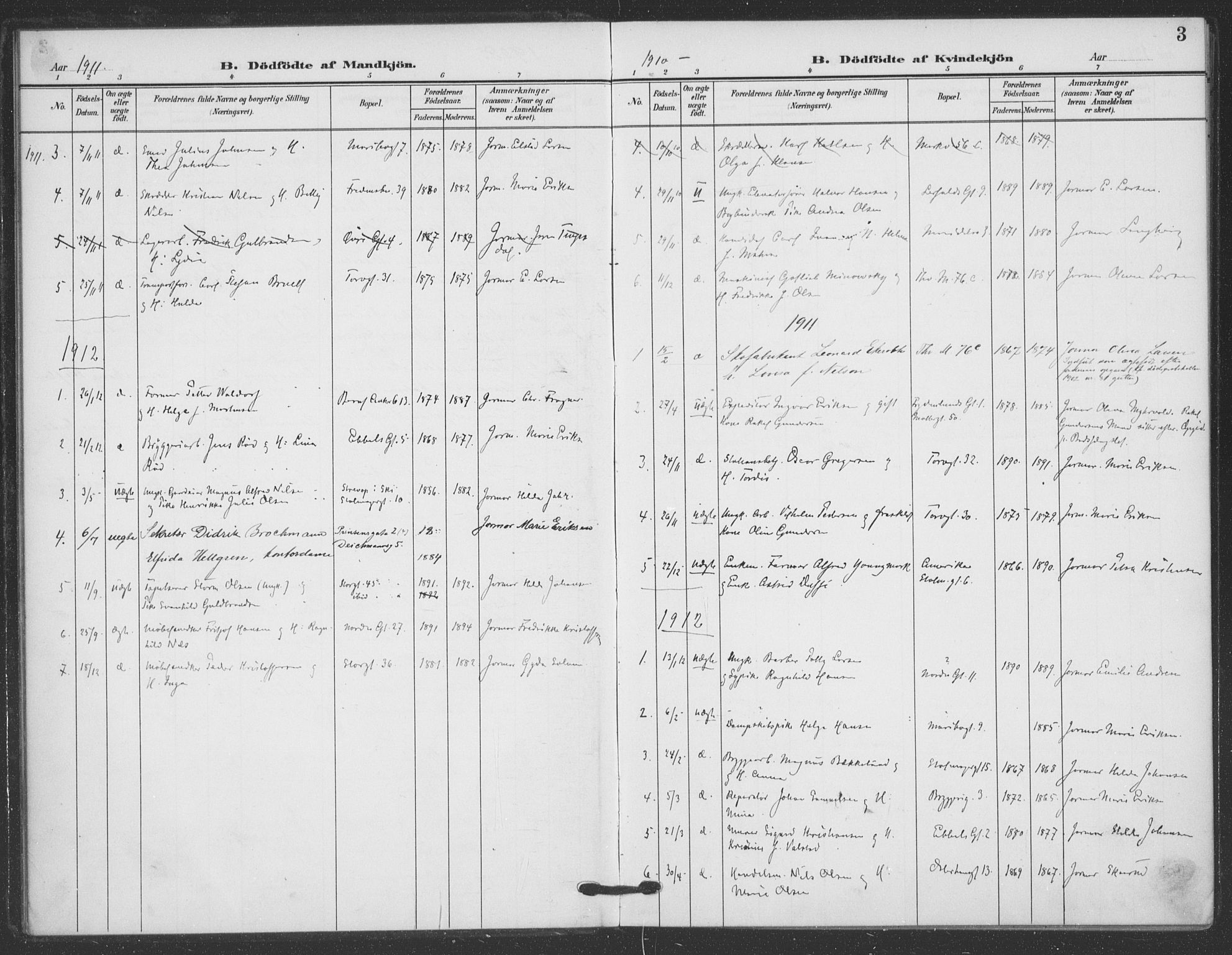 Jakob prestekontor Kirkebøker, SAO/A-10850/F/Fa/L0011: Parish register (official) no. 11, 1906-1920, p. 3