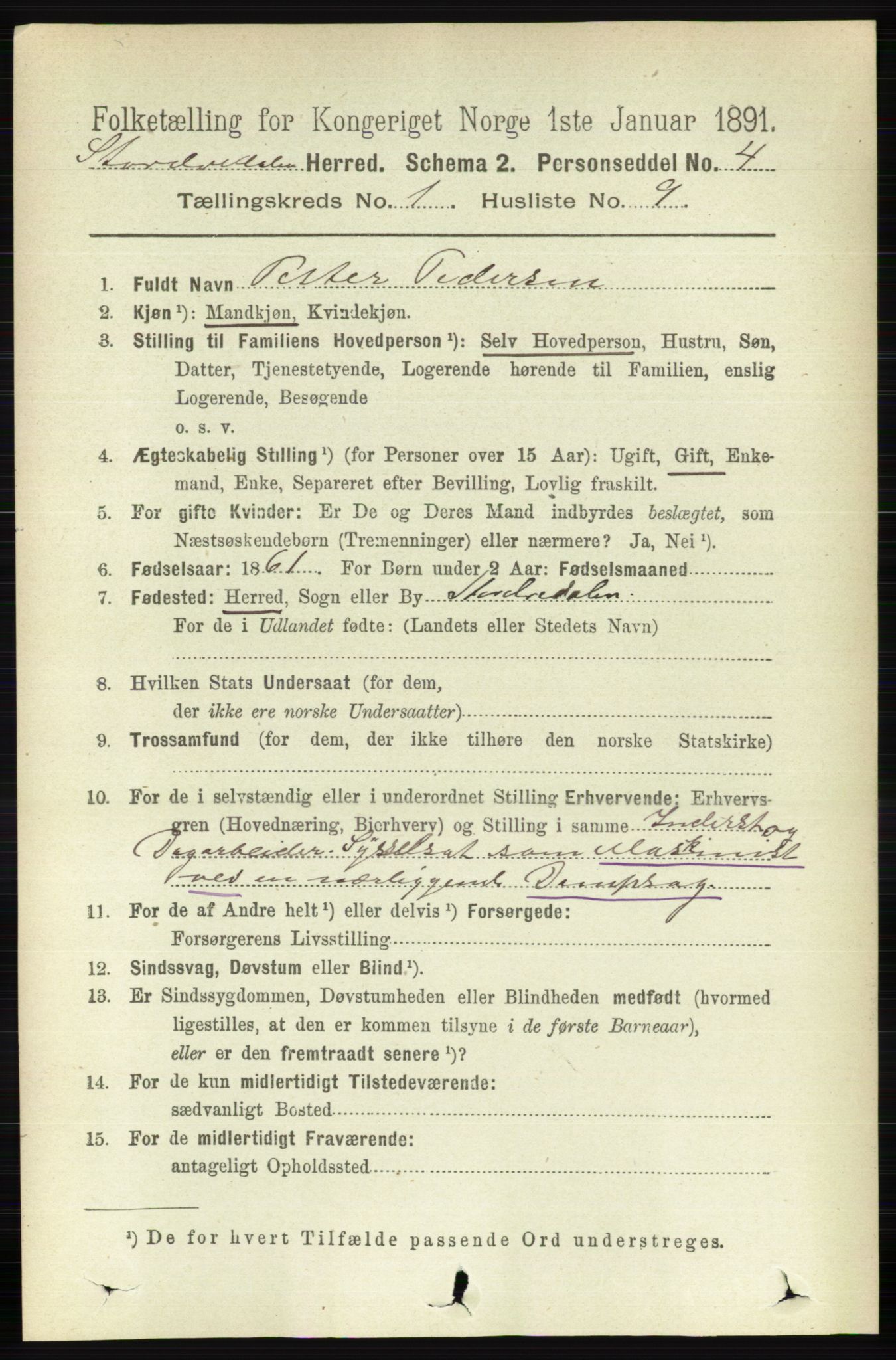 RA, 1891 census for 0430 Stor-Elvdal, 1891, p. 124