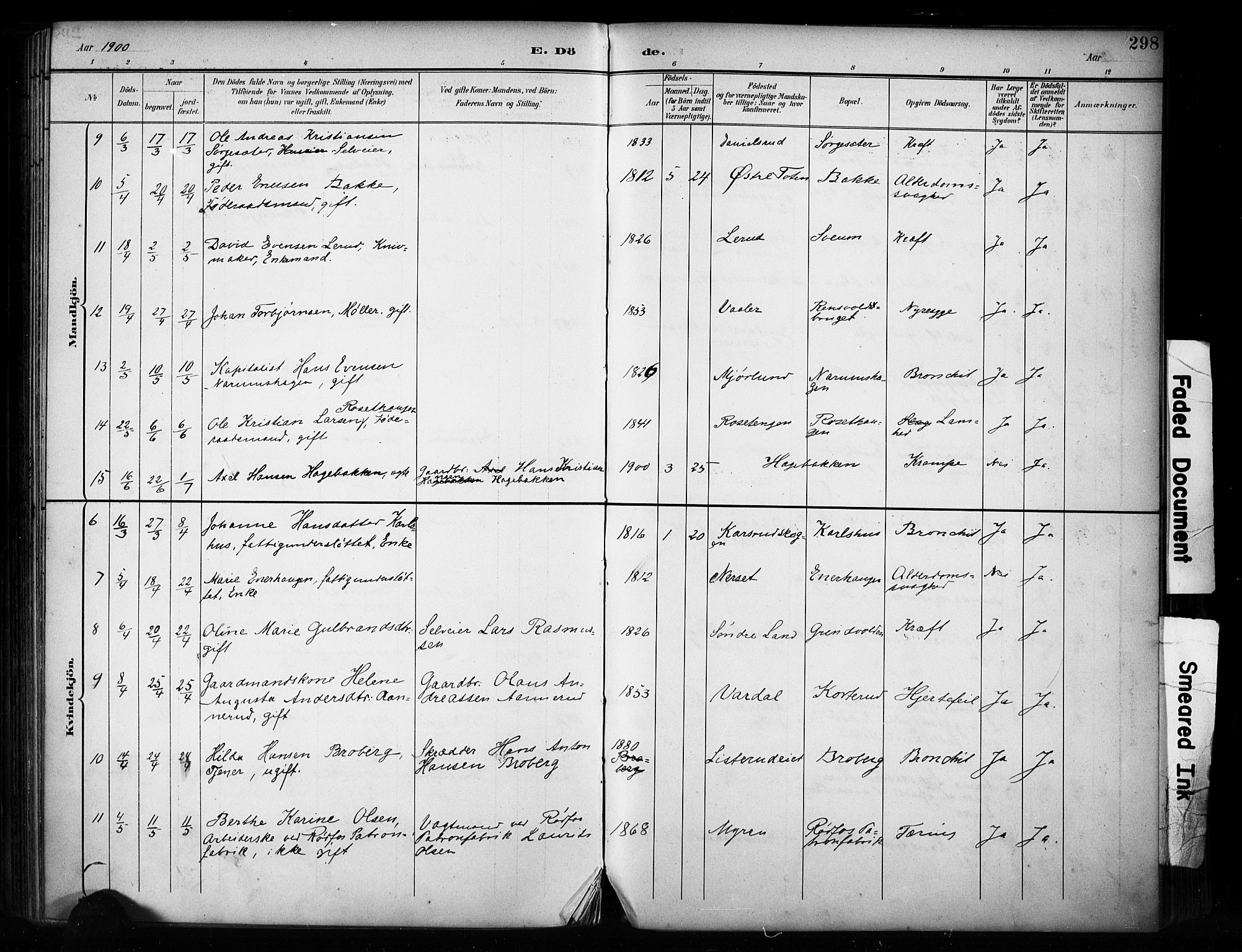 Vestre Toten prestekontor, AV/SAH-PREST-108/H/Ha/Haa/L0011: Parish register (official) no. 11, 1895-1906, p. 298