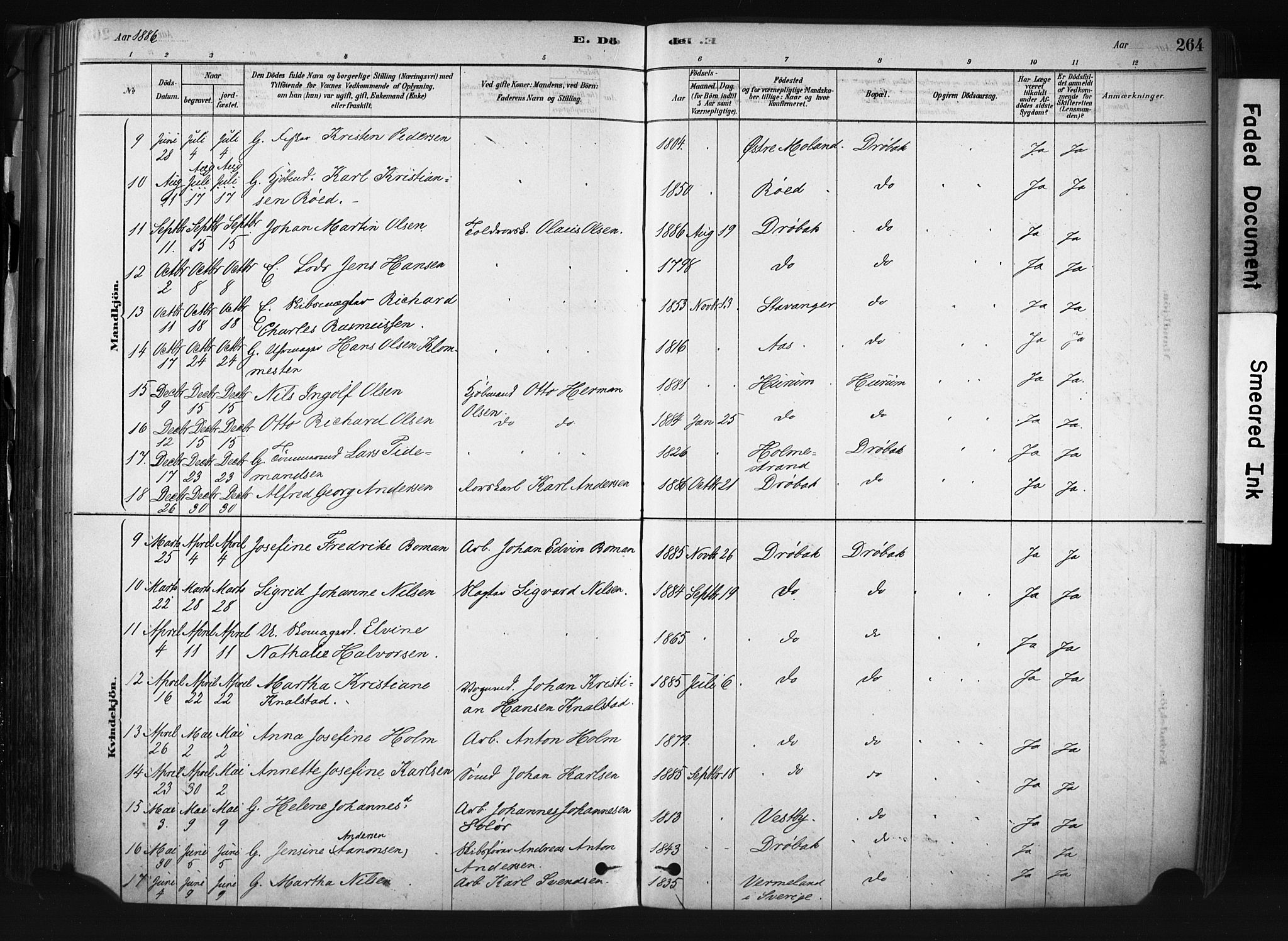 Drøbak prestekontor Kirkebøker, AV/SAO-A-10142a/F/Fb/L0001: Parish register (official) no. II 1, 1878-1891, p. 264