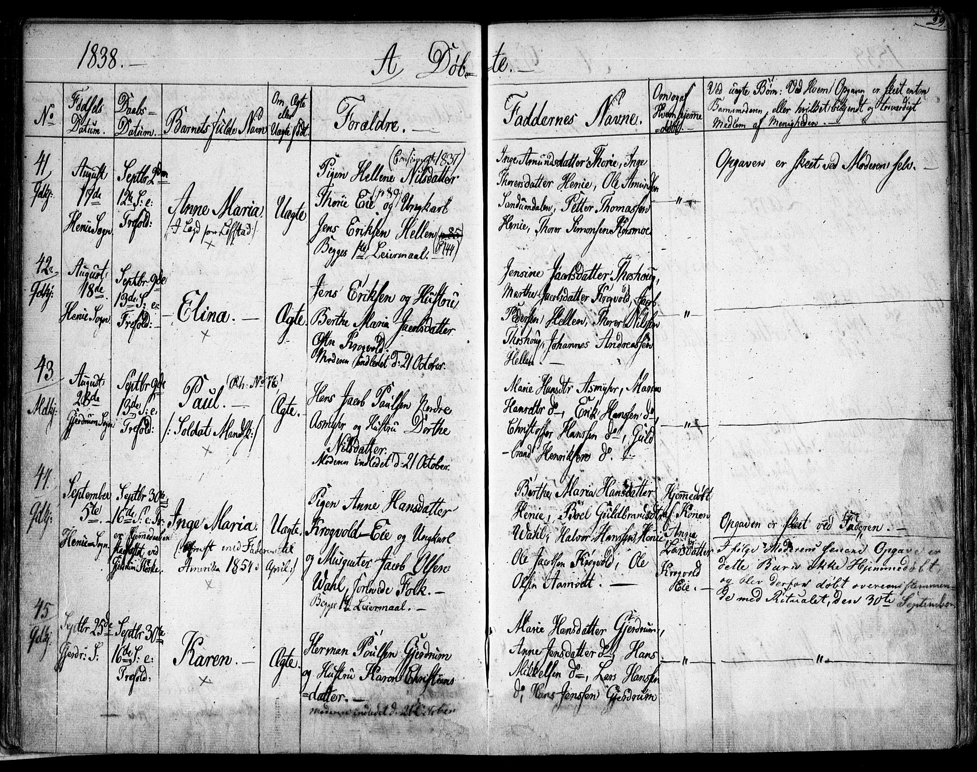 Gjerdrum prestekontor Kirkebøker, AV/SAO-A-10412b/F/Fa/L0005: Parish register (official) no. I 5, 1835-1845, p. 29