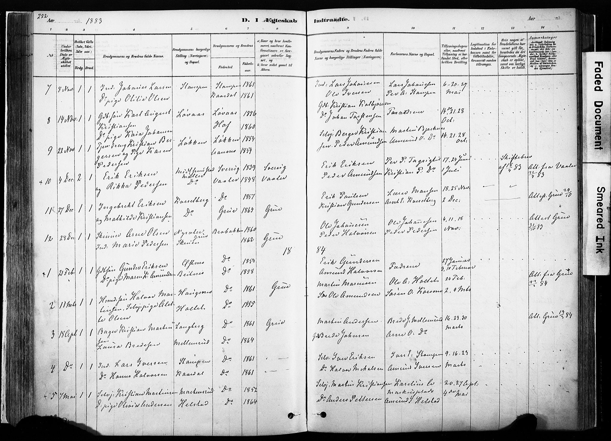 Hof prestekontor, AV/SAH-PREST-038/H/Ha/Haa/L0010: Parish register (official) no. 10, 1878-1909, p. 222