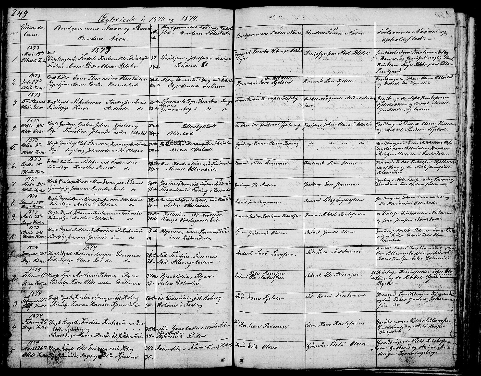 Stange prestekontor, AV/SAH-PREST-002/L/L0002: Parish register (copy) no. 2, 1838-1879, p. 249