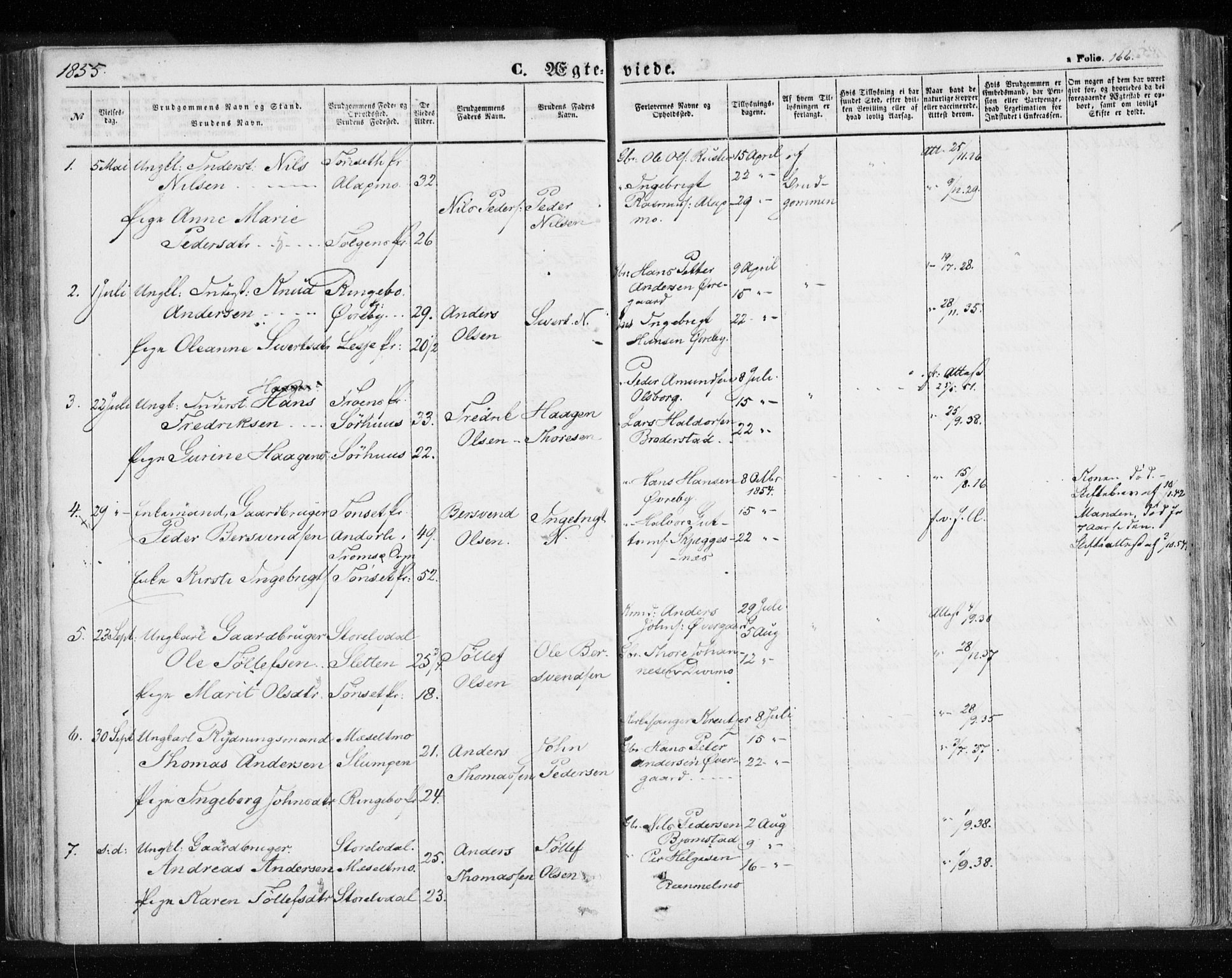 Målselv sokneprestembete, SATØ/S-1311/G/Ga/Gaa/L0003kirke: Parish register (official) no. 3, 1853-1863, p. 166