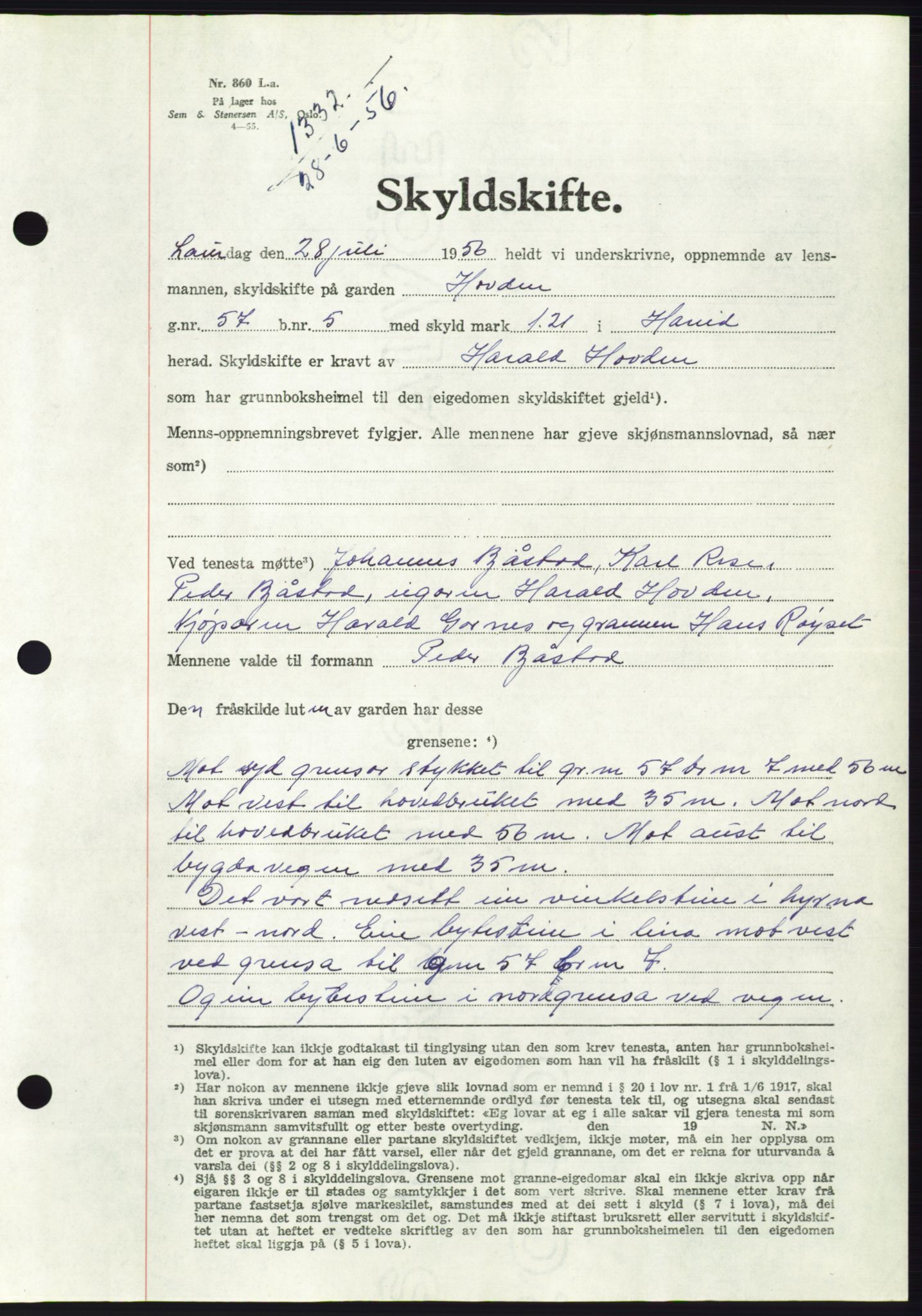 Søre Sunnmøre sorenskriveri, AV/SAT-A-4122/1/2/2C/L0104: Mortgage book no. 30A, 1956-1956, Diary no: : 1332/1956