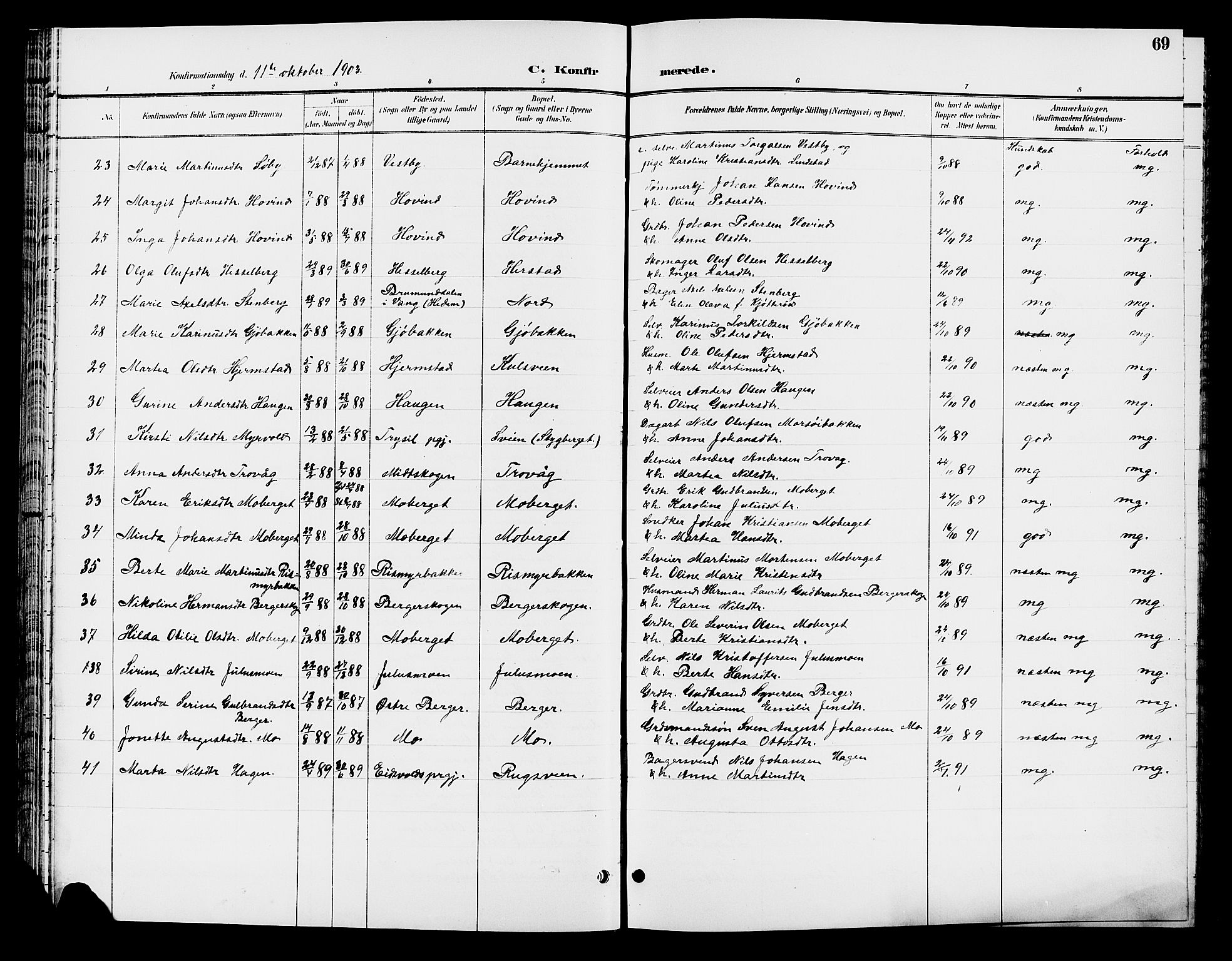 Elverum prestekontor, SAH/PREST-044/H/Ha/Hab/L0007: Parish register (copy) no. 7, 1896-1914, p. 69