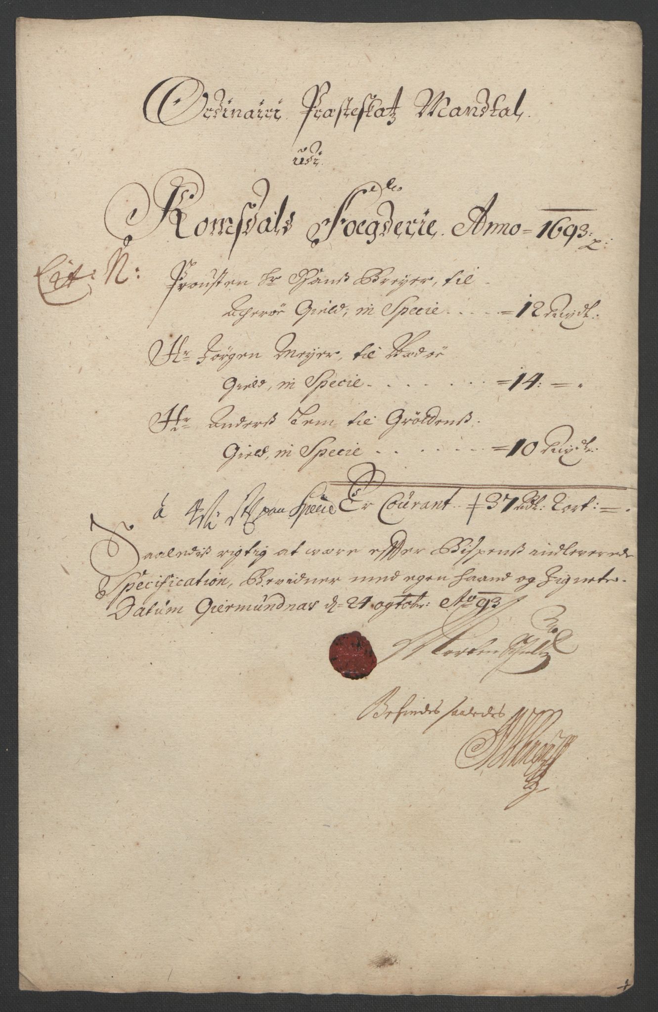 Rentekammeret inntil 1814, Reviderte regnskaper, Fogderegnskap, RA/EA-4092/R55/L3651: Fogderegnskap Romsdal, 1693-1694, p. 128