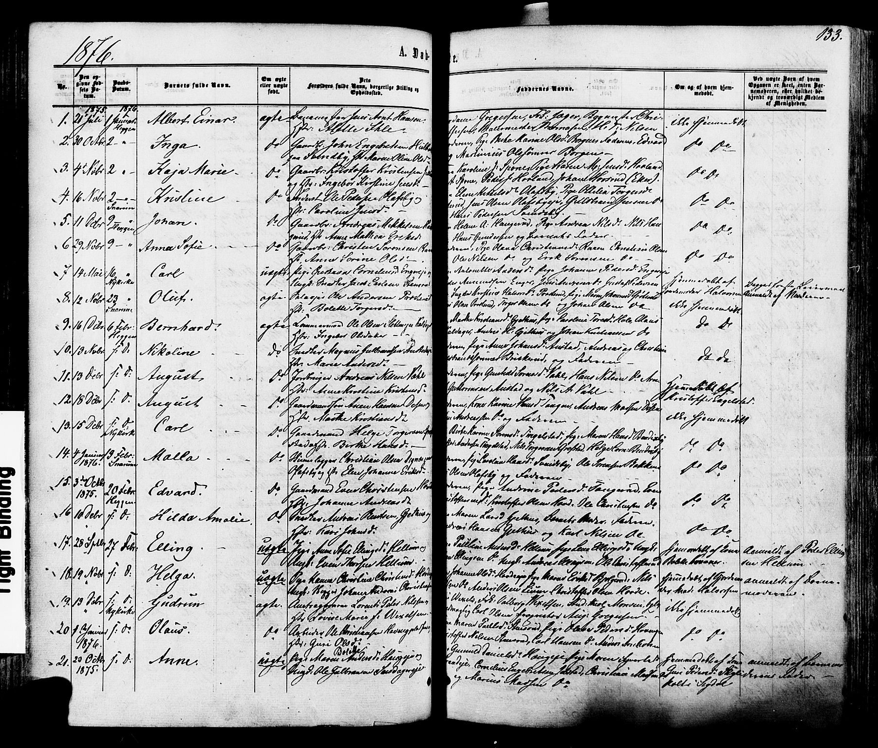 Modum kirkebøker, SAKO/A-234/F/Fa/L0010: Parish register (official) no. 10, 1865-1876, p. 133
