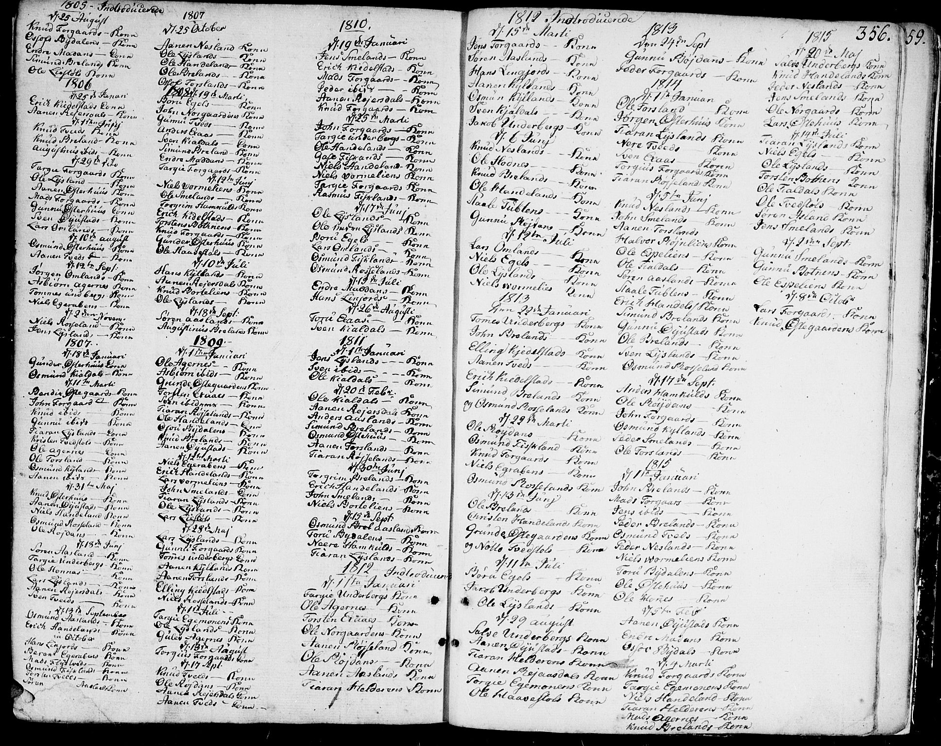 Bjelland sokneprestkontor, SAK/1111-0005/F/Fa/Faa/L0001: Parish register (official) no. A 1 /4, 1793-1815, p. 356