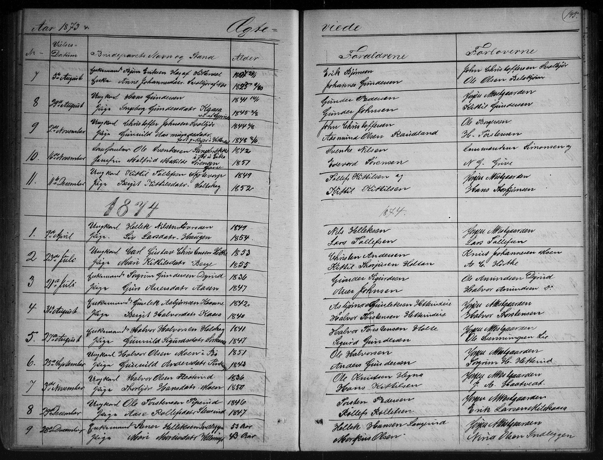 Sauherad kirkebøker, SAKO/A-298/G/Gb/L0002: Parish register (copy) no. II 2, 1866-1897, p. 145