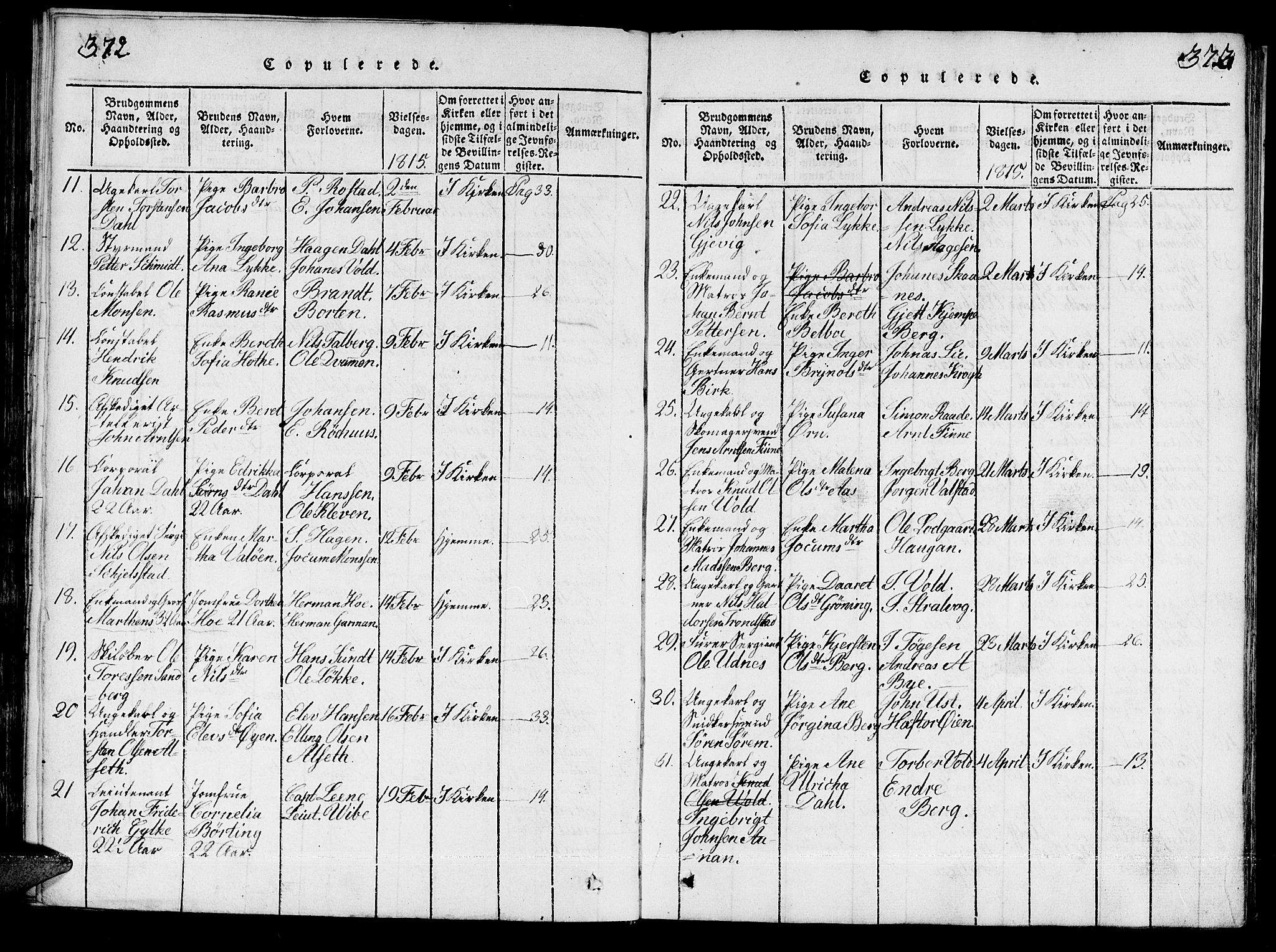 Ministerialprotokoller, klokkerbøker og fødselsregistre - Sør-Trøndelag, SAT/A-1456/601/L0043: Parish register (official) no. 601A11, 1815-1821, p. 372-373