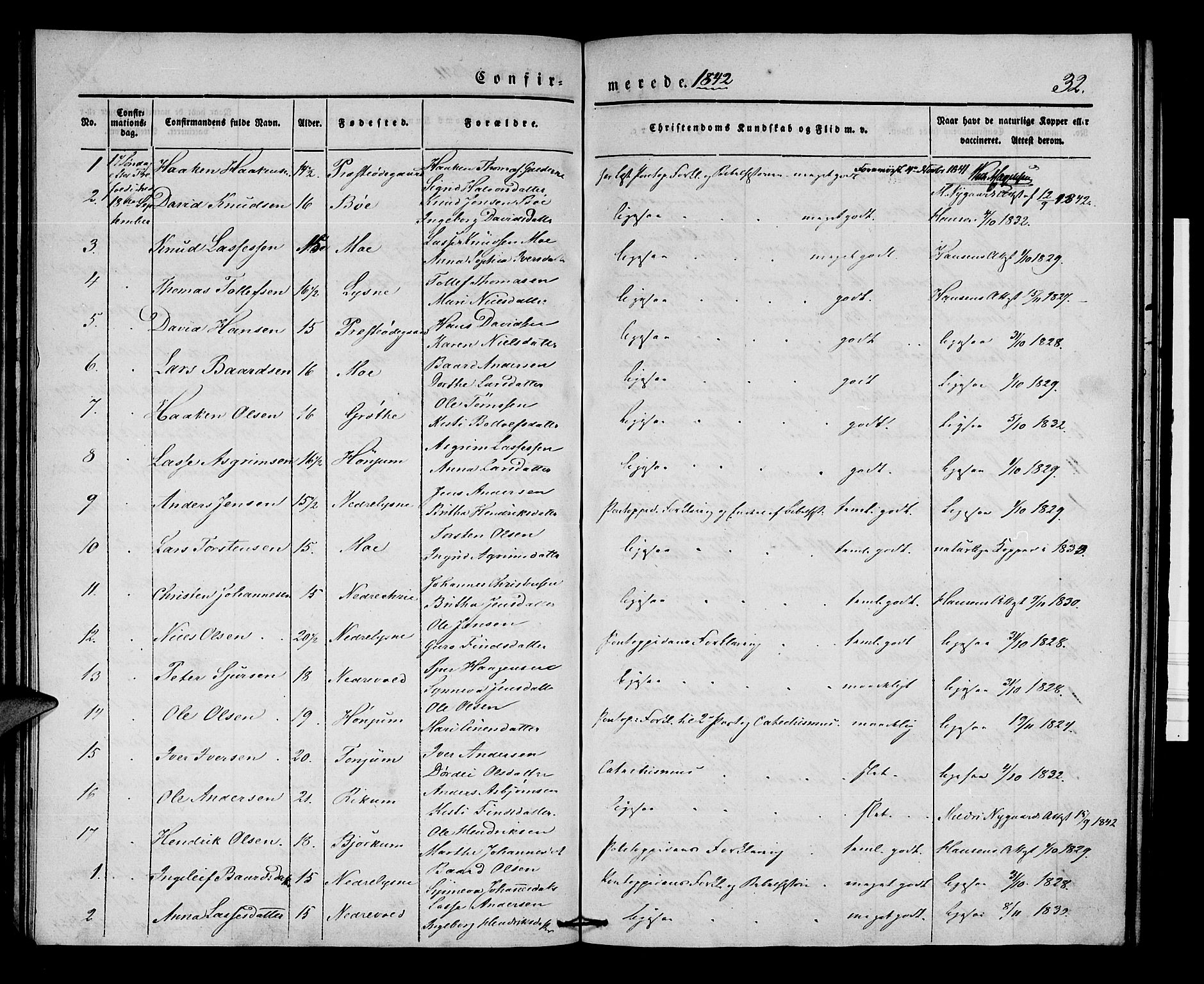 Lærdal sokneprestembete, SAB/A-81201: Parish register (official) no. A 7, 1835-1846, p. 32