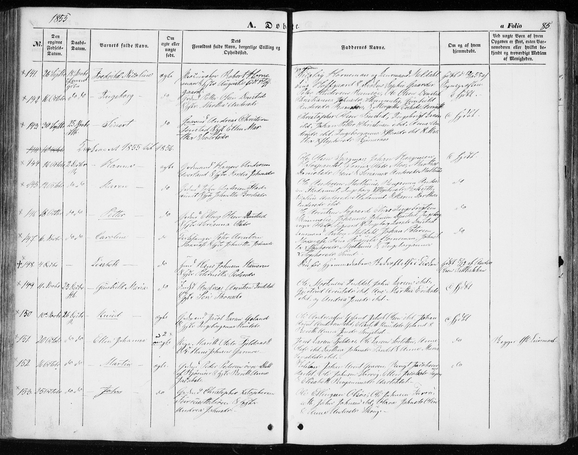 Ministerialprotokoller, klokkerbøker og fødselsregistre - Sør-Trøndelag, SAT/A-1456/646/L0611: Parish register (official) no. 646A09, 1848-1857, p. 85
