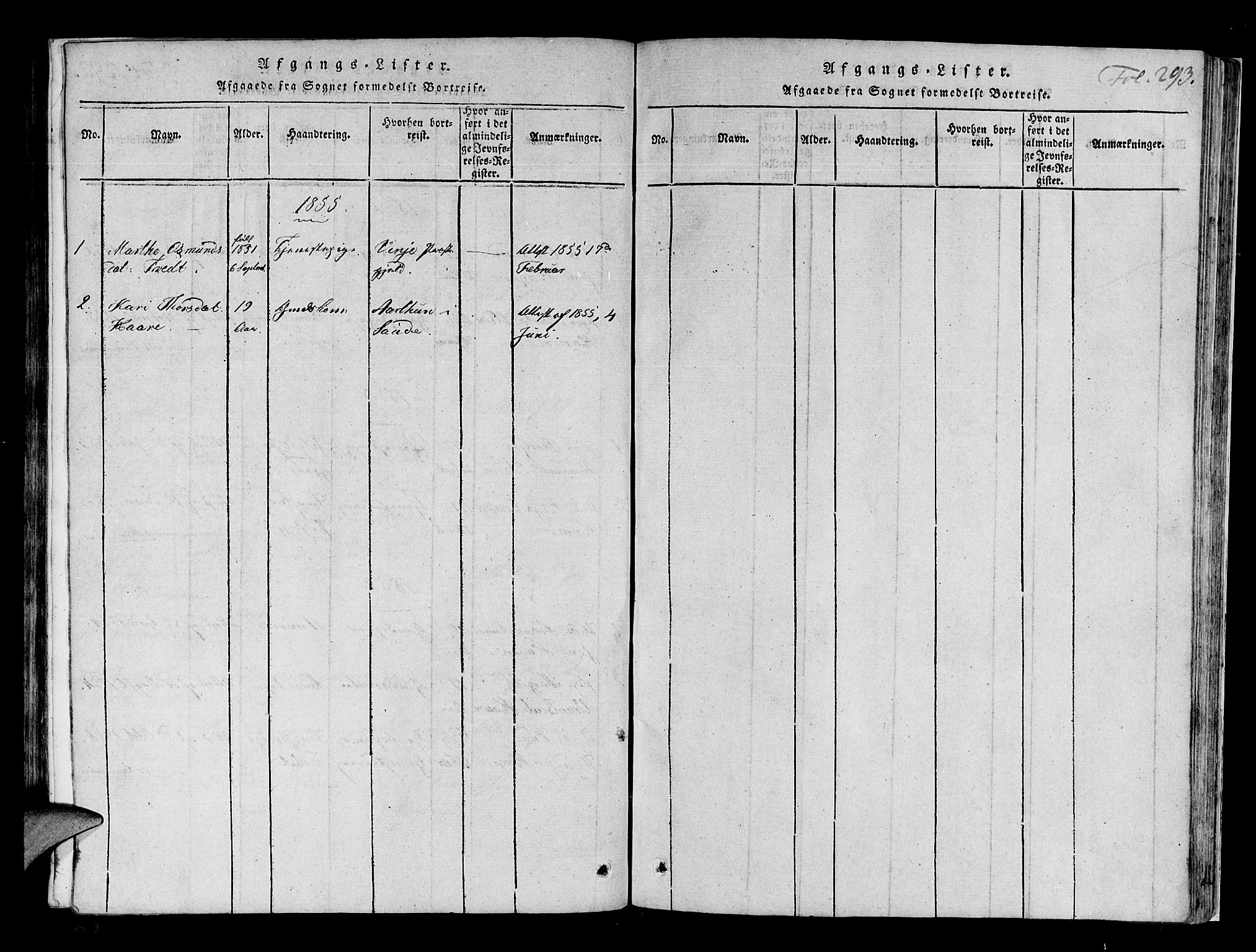 Røldal sokneprestembete, SAB/A-100247: Parish register (official) no. A 2, 1817-1856, p. 293