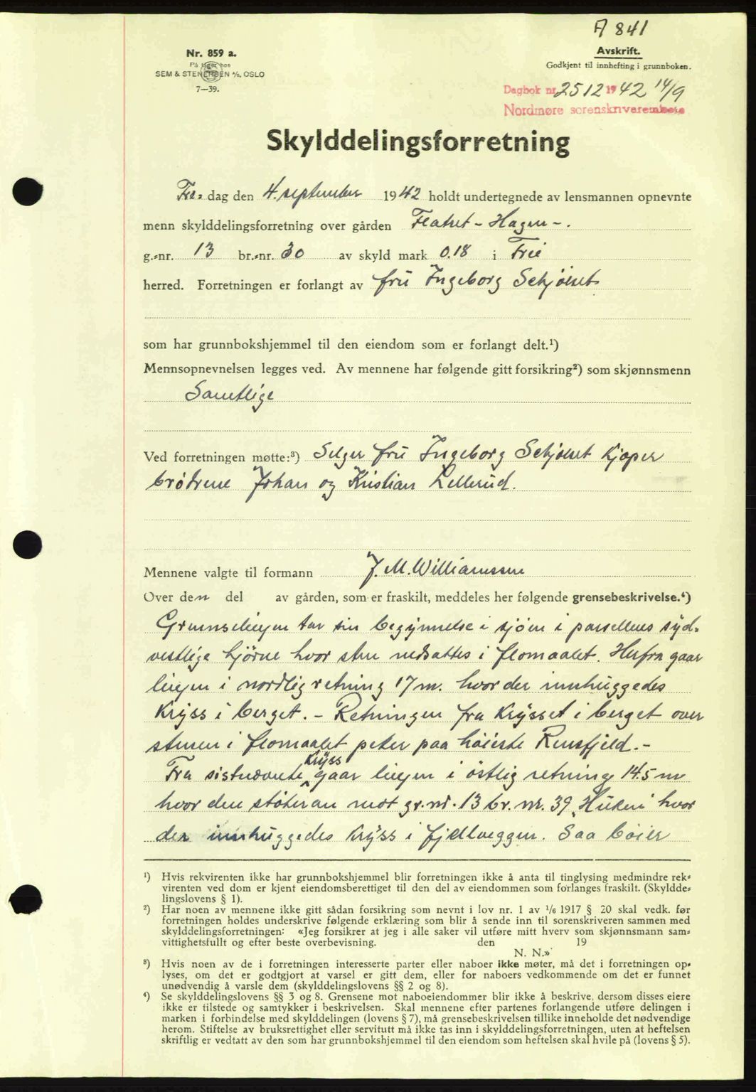 Nordmøre sorenskriveri, AV/SAT-A-4132/1/2/2Ca: Mortgage book no. A93, 1942-1942, Diary no: : 2512/1942