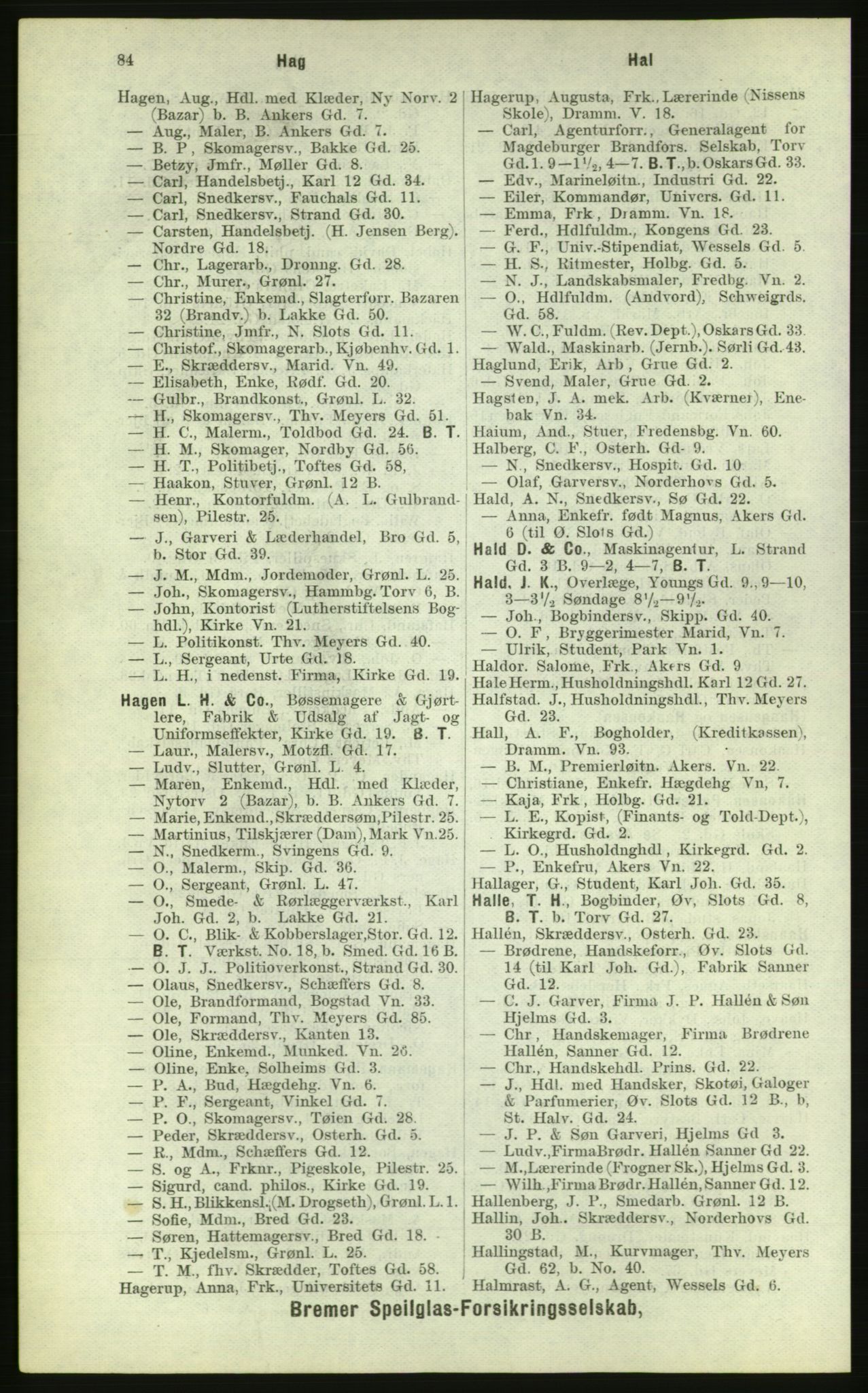 Kristiania/Oslo adressebok, PUBL/-, 1884, p. 84