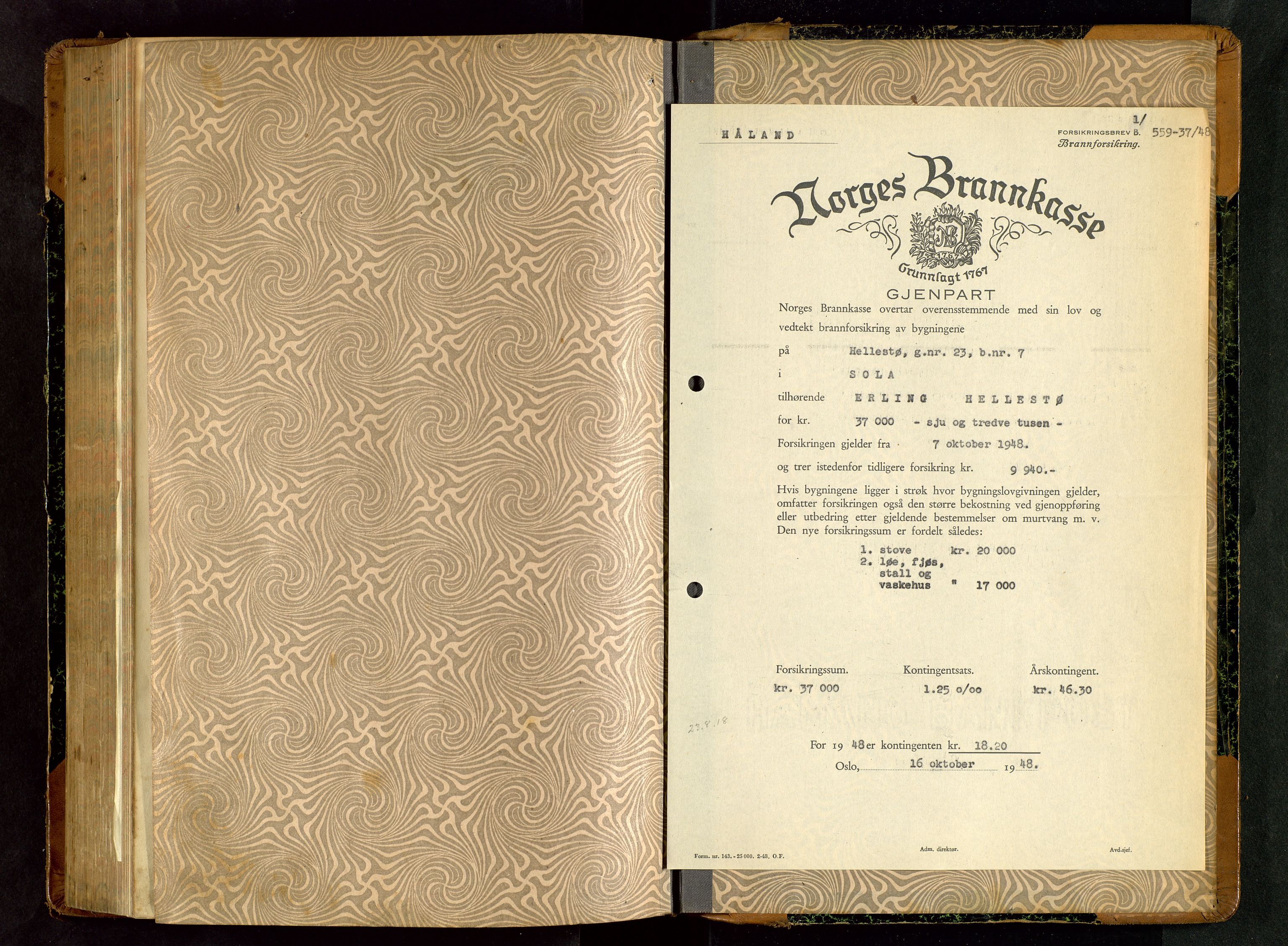 Håland lensmannskontor, AV/SAST-A-100100/Gob/L0006: Branntakstprotokoll - skjematakst. Register i boken., 1917-1920